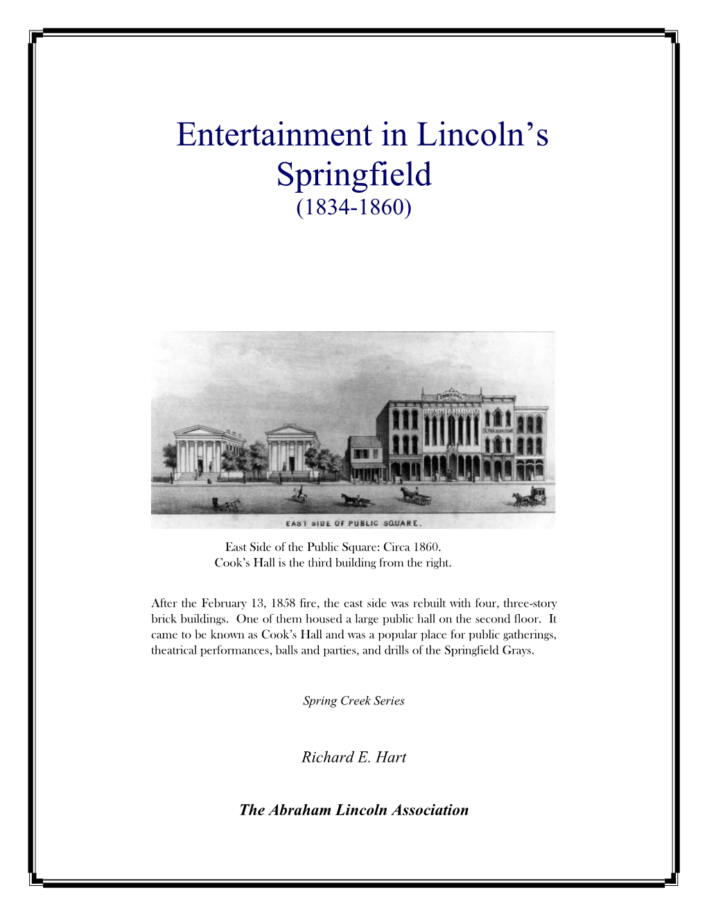 Entertainment in Lincoln's Springfield