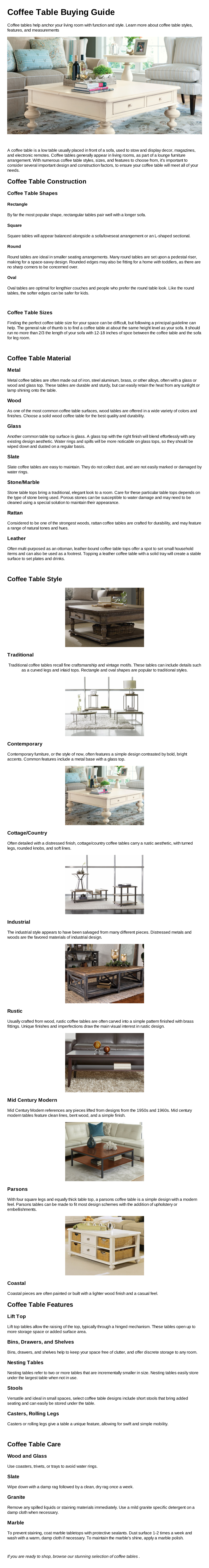 Coffee Table Buying Guide