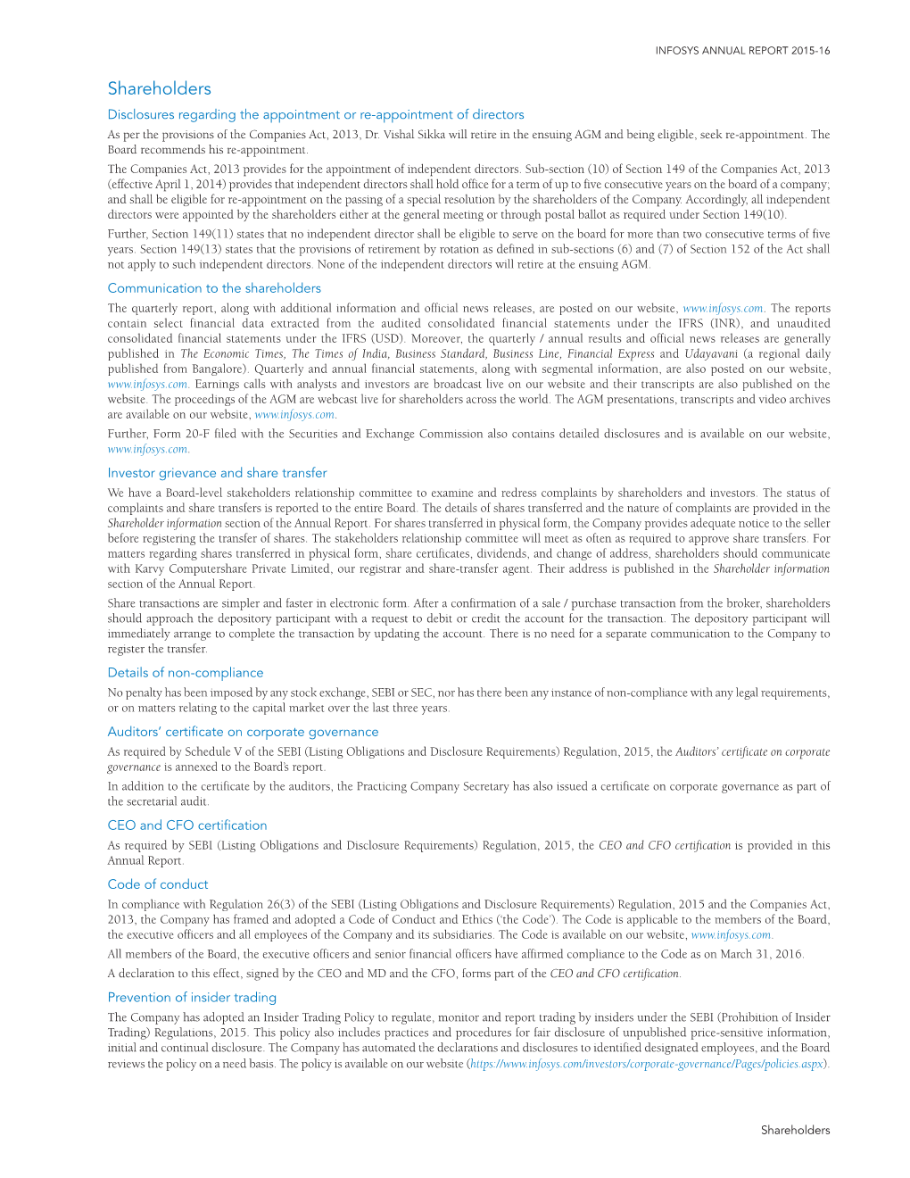 Shareholders Disclosures Regarding the Appointment Or Re‑Appointment of Directors As Per the Provisions of the Companies Act, 2013, Dr