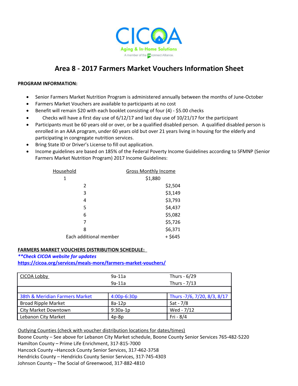 Area 8 - 2017 Farmers Market Vouchers Information Sheet