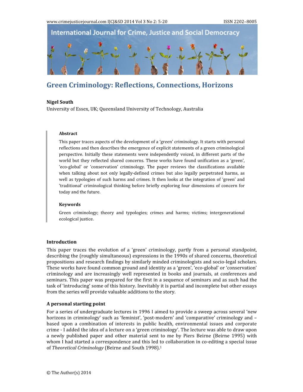 Green Criminology: Reflections, Connections, Horizons