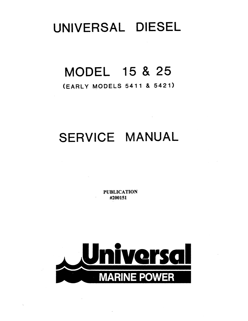 Universal Diesel Model 15 & 25 Service Manual