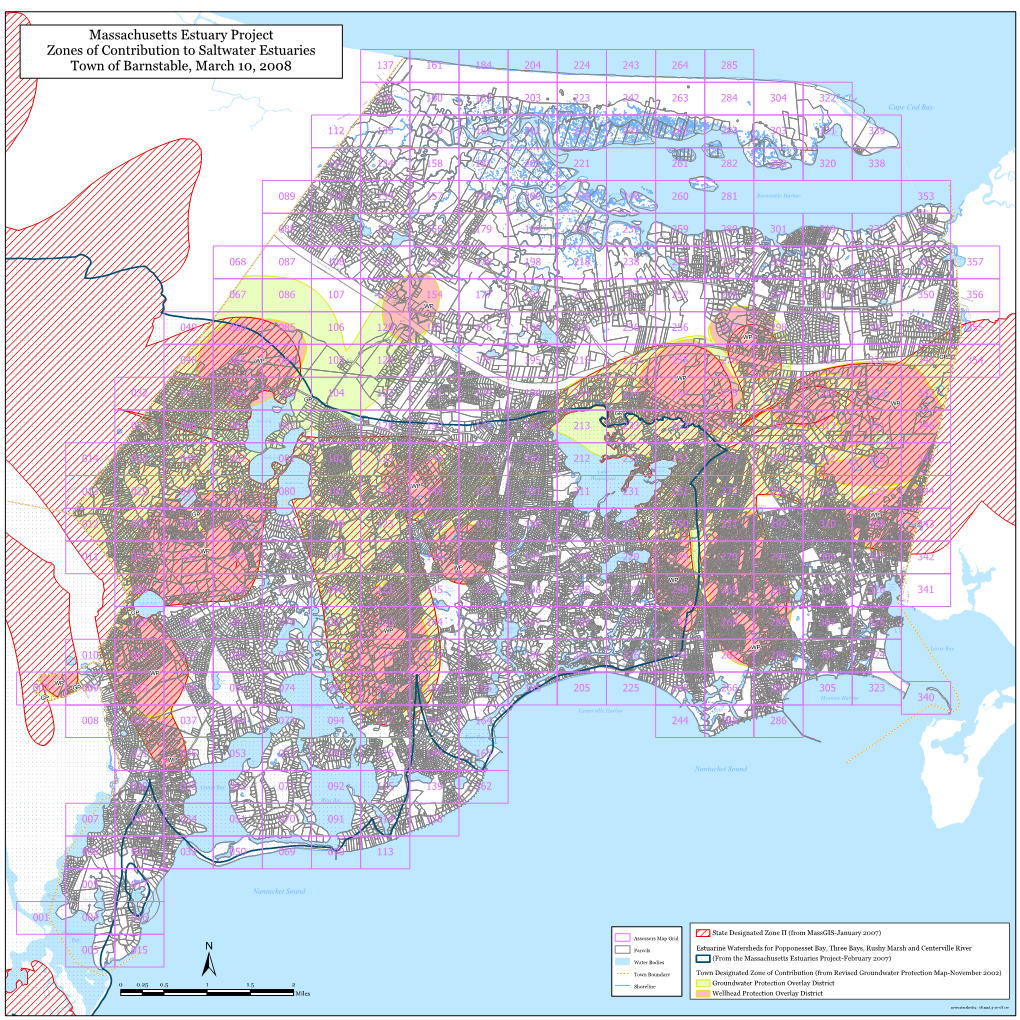 Massachusetts Estuary Project Zones of Contribution to Saltwater