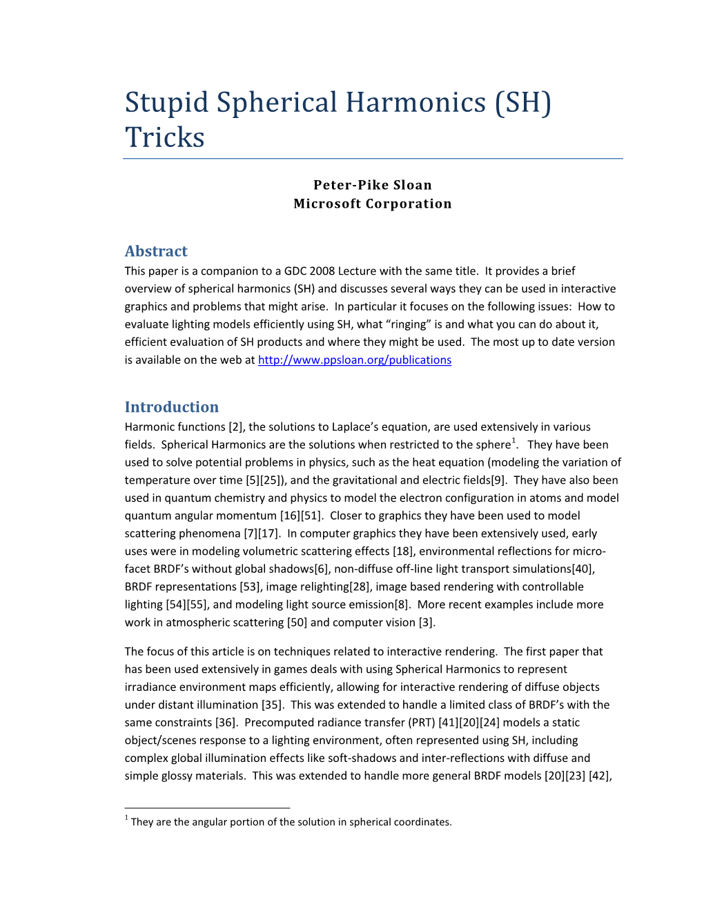 Stupid Spherical Harmonics (SH) Tricks