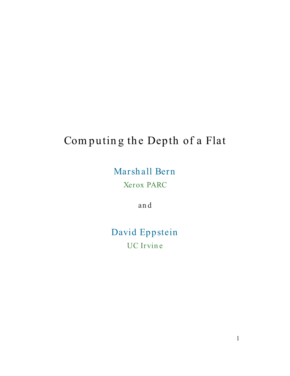 Computing the Depth of a Flat