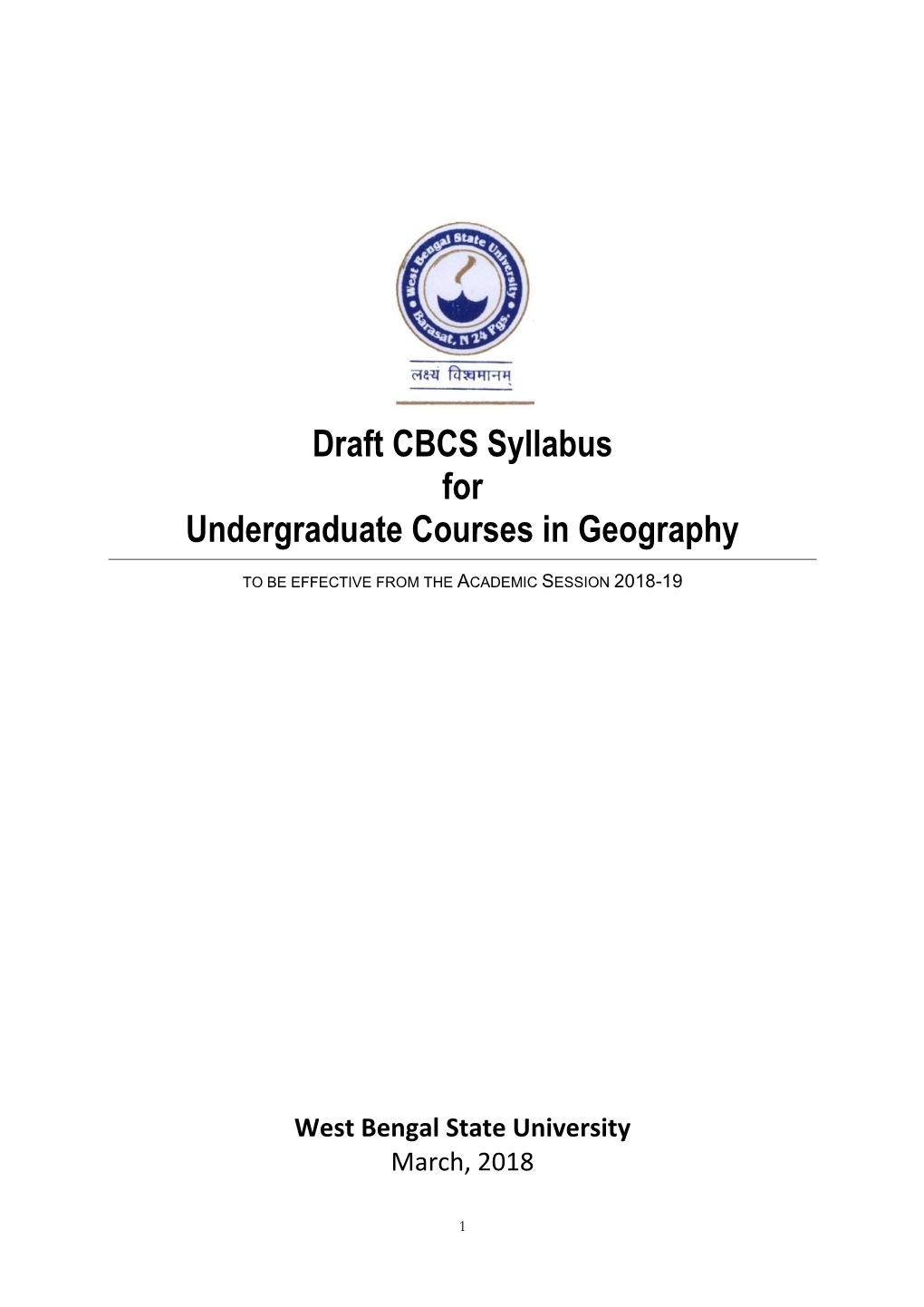 Draft CBCS Syllabus for Undergraduate Courses in Geography