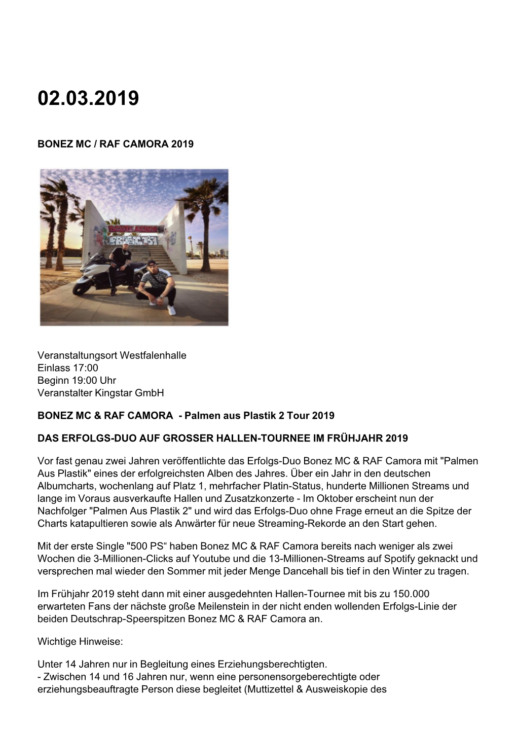 BONEZ MC / RAF CAMORA 2019 Veranstaltungsort Westfalenhalle