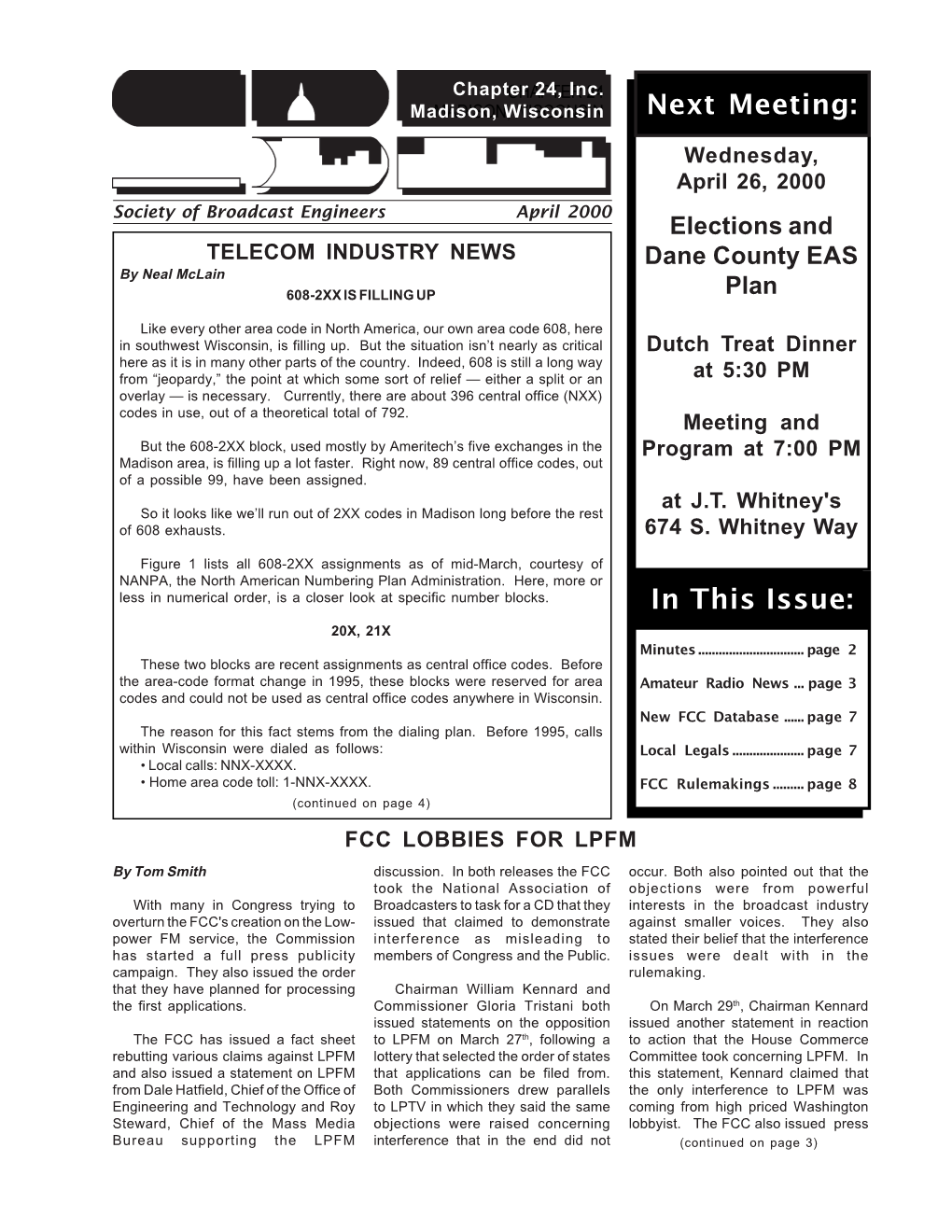 April 2000 Newsletter