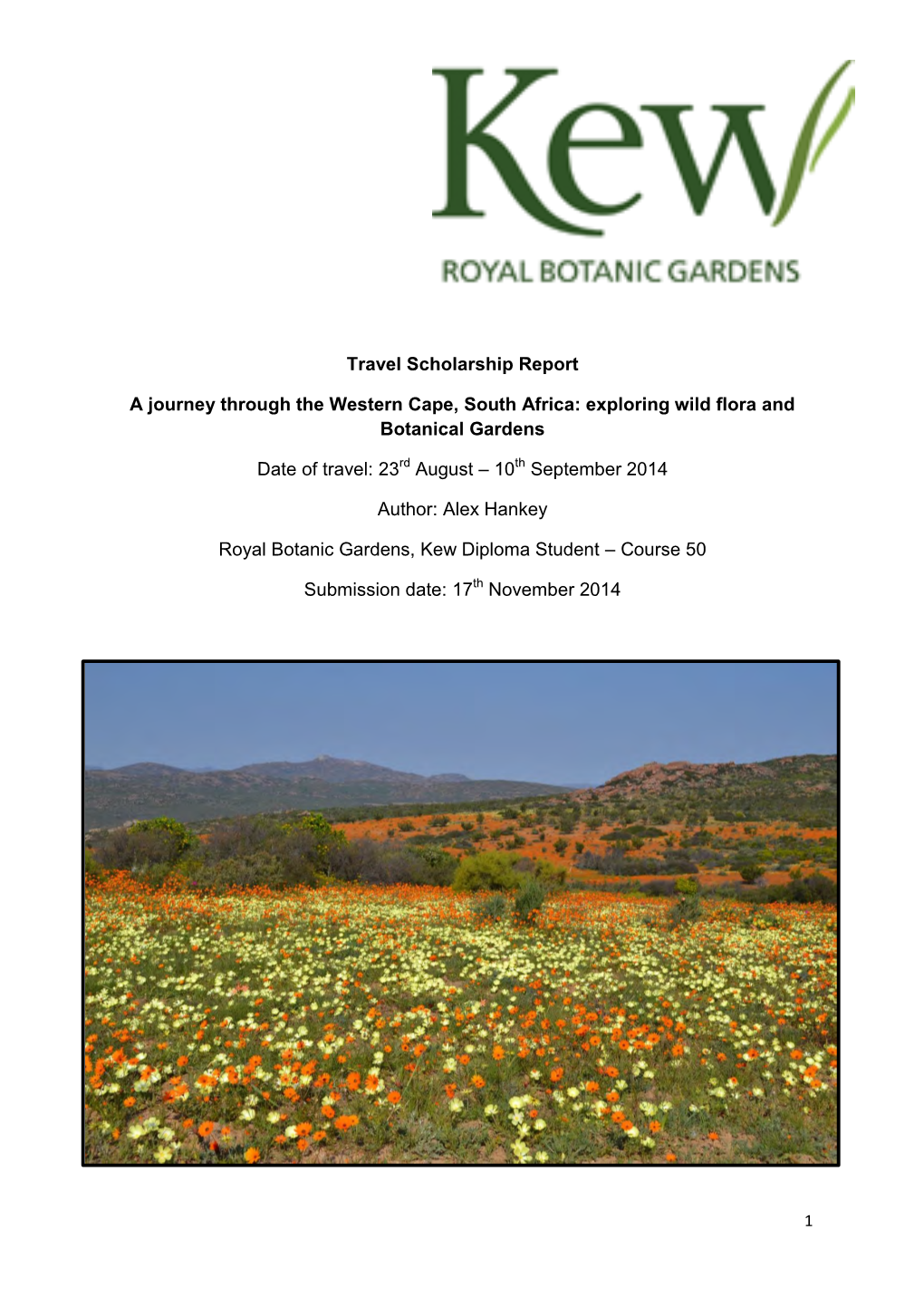 RHS Bursary Report by Alex Hankey 2014