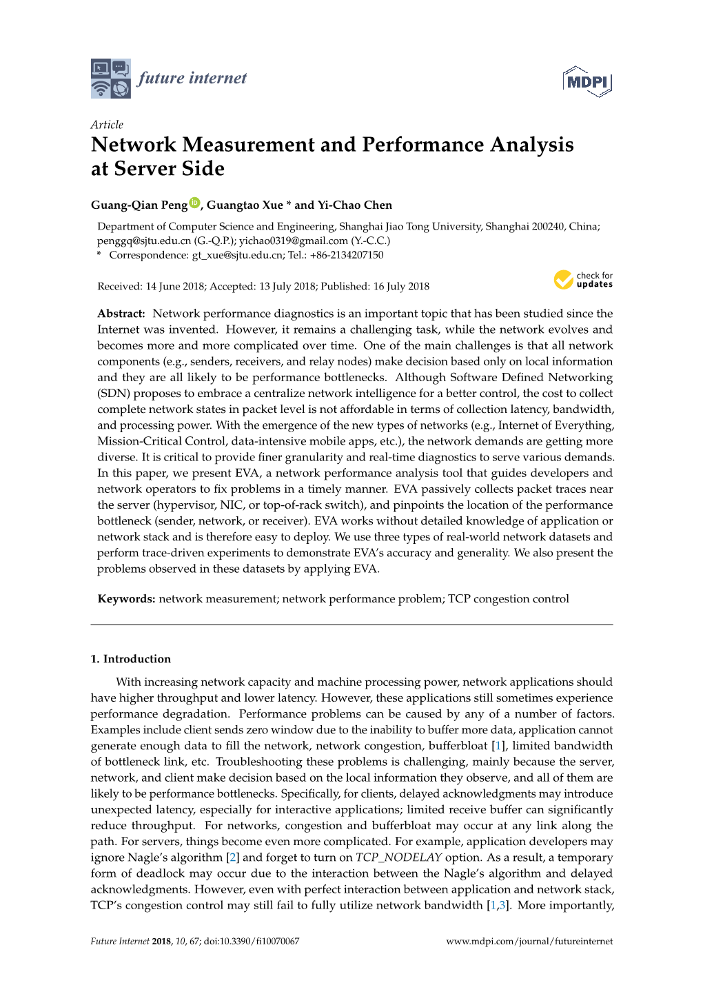 Network Measurement and Performance Analysis at Server Side