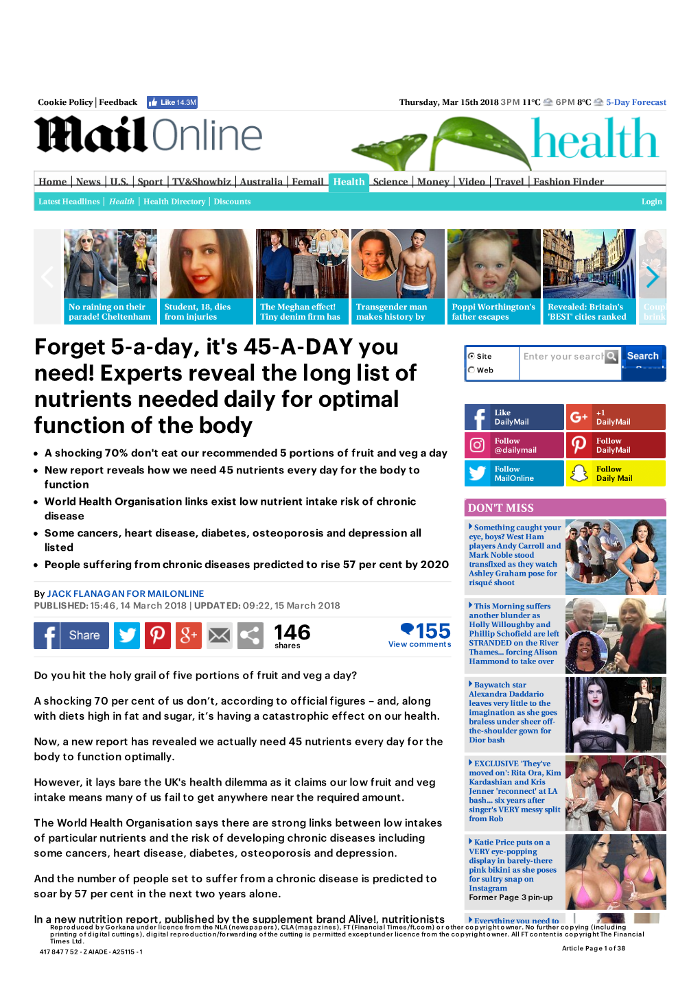 Experts Reveal List of Nutrients Needed Daily for Optimal Function | Daily Mail Online