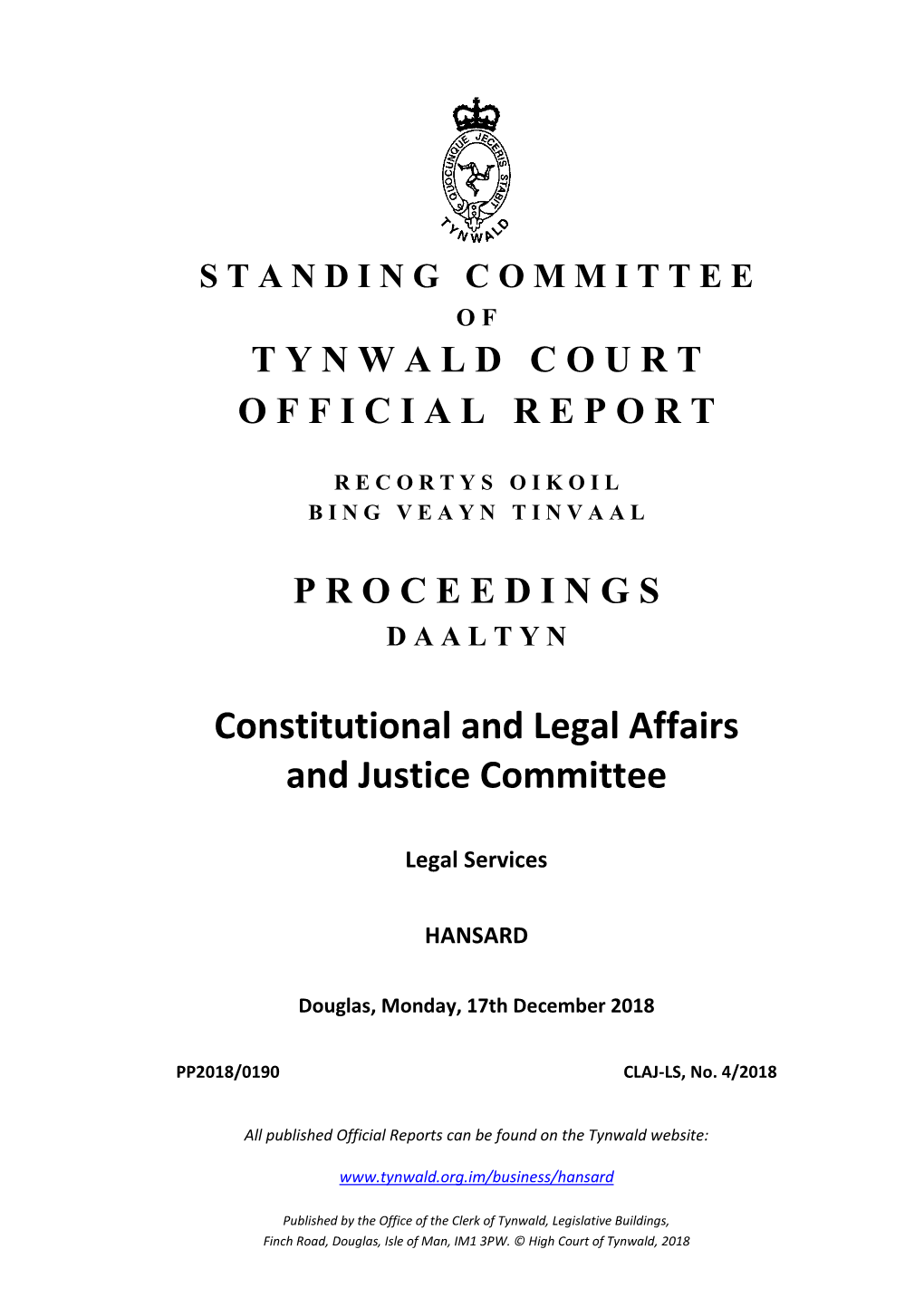 Constitutional and Legal Affairs and Justice Committee