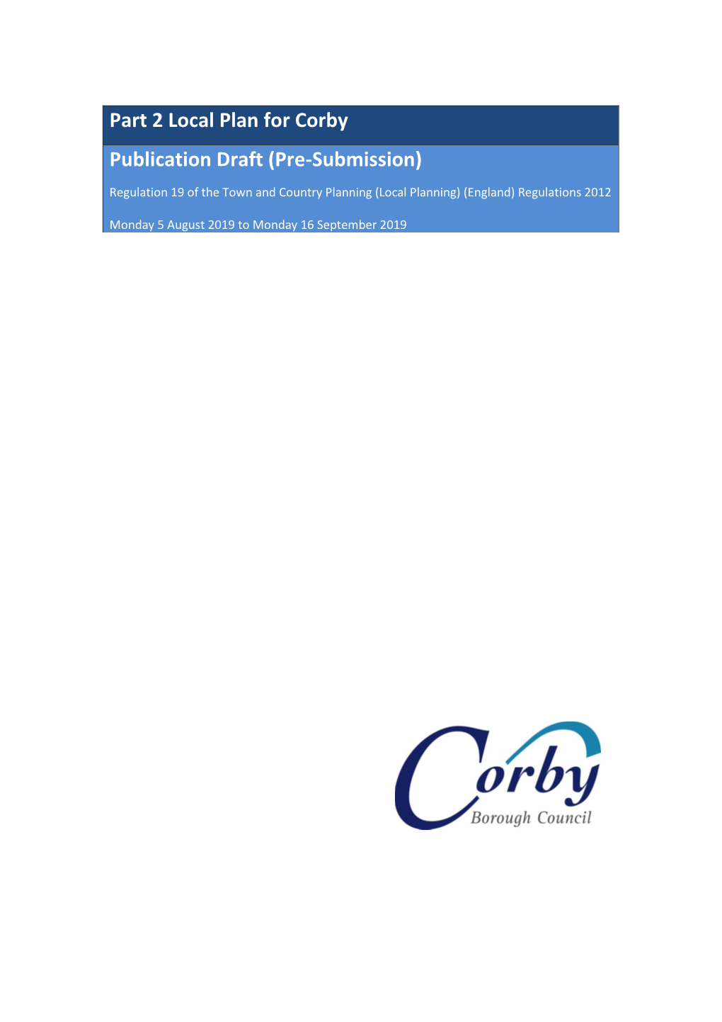 Part 2 Local Plan for Corby Publication Draft (Pre-Submission)