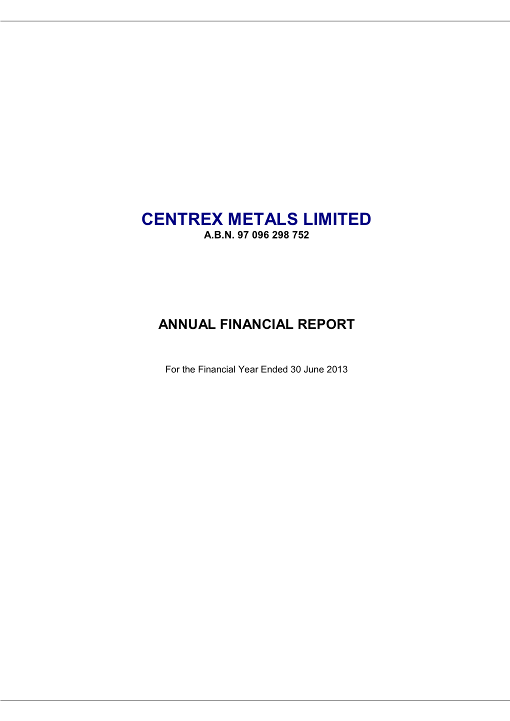 Centrex Metals Limited A.B.N