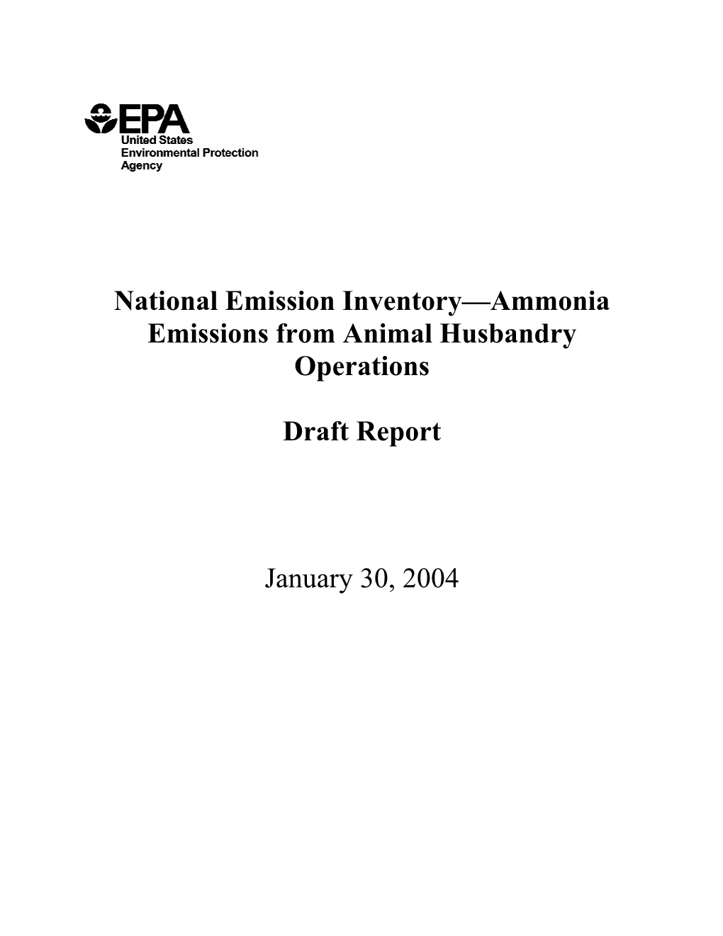 National Emission Inventory—Ammonia Emissions from Animal Husbandry Operations