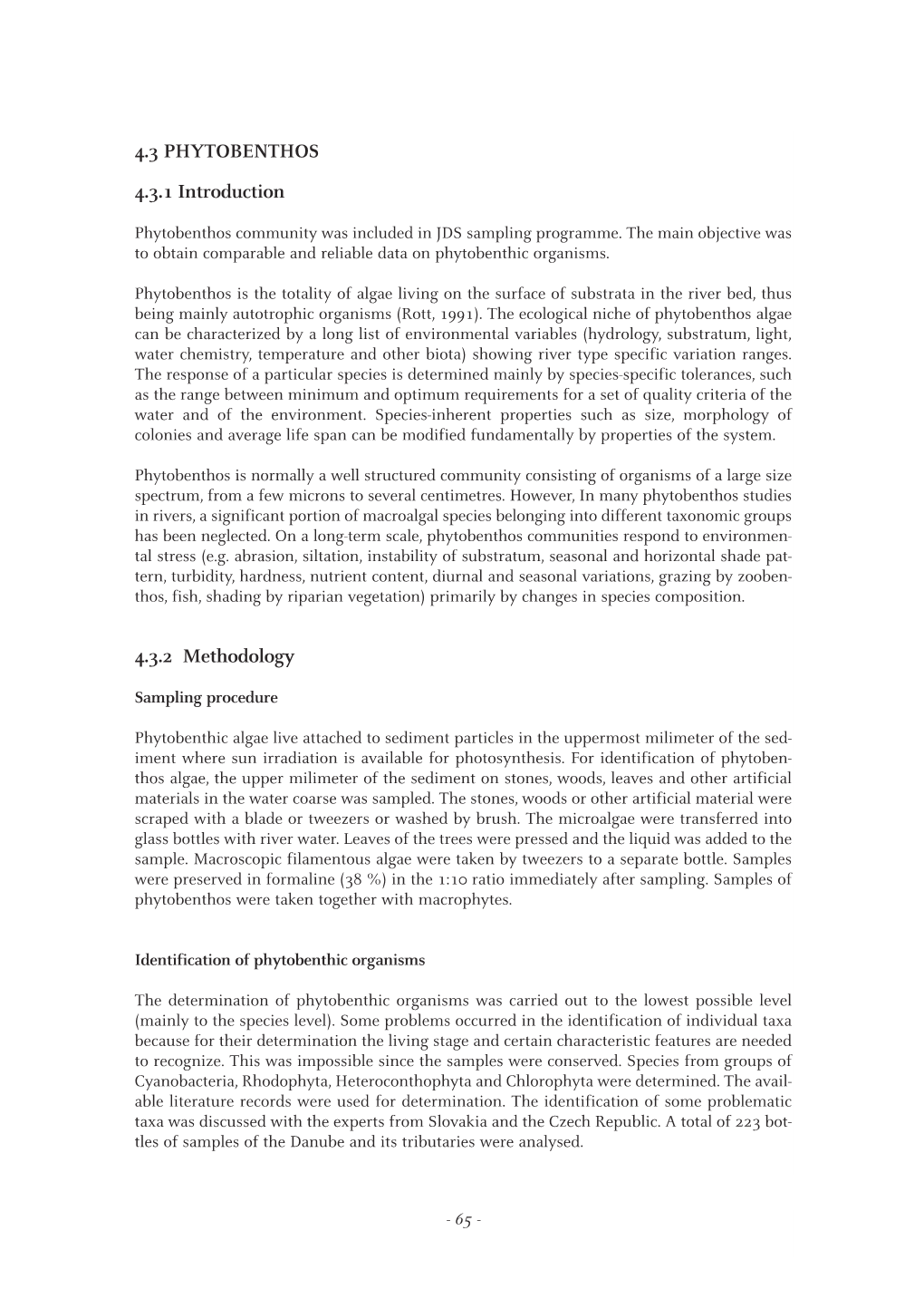 4.3 PHYTOBENTHOS 4.3.1 Introduction 4.3.2 Methodology