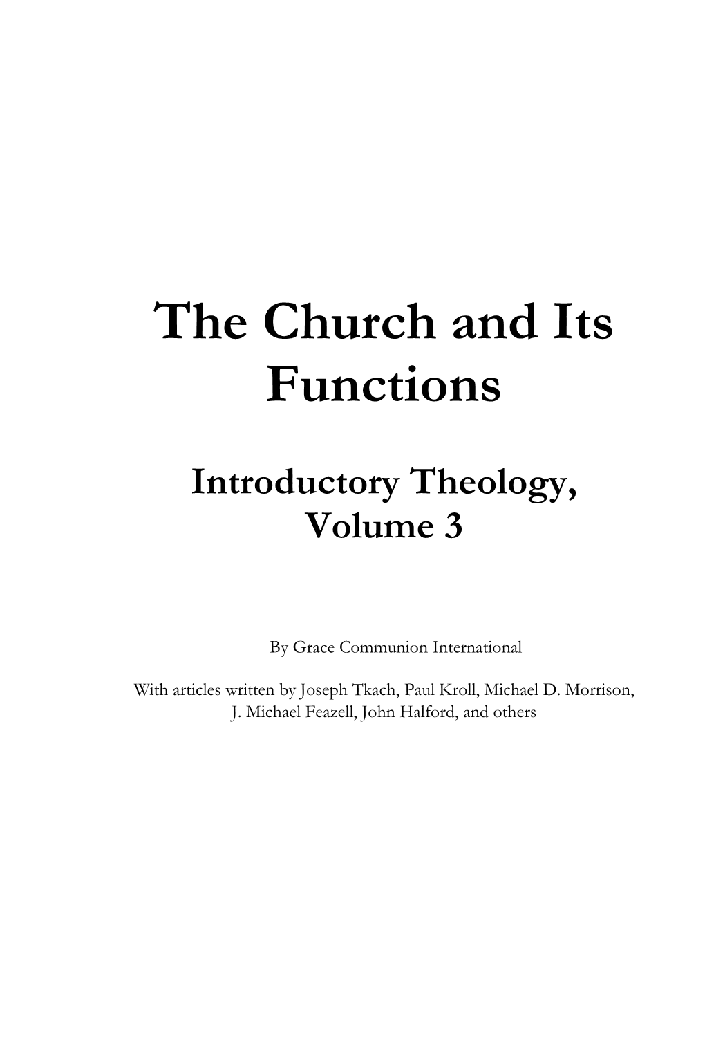 The Church and Its Functions