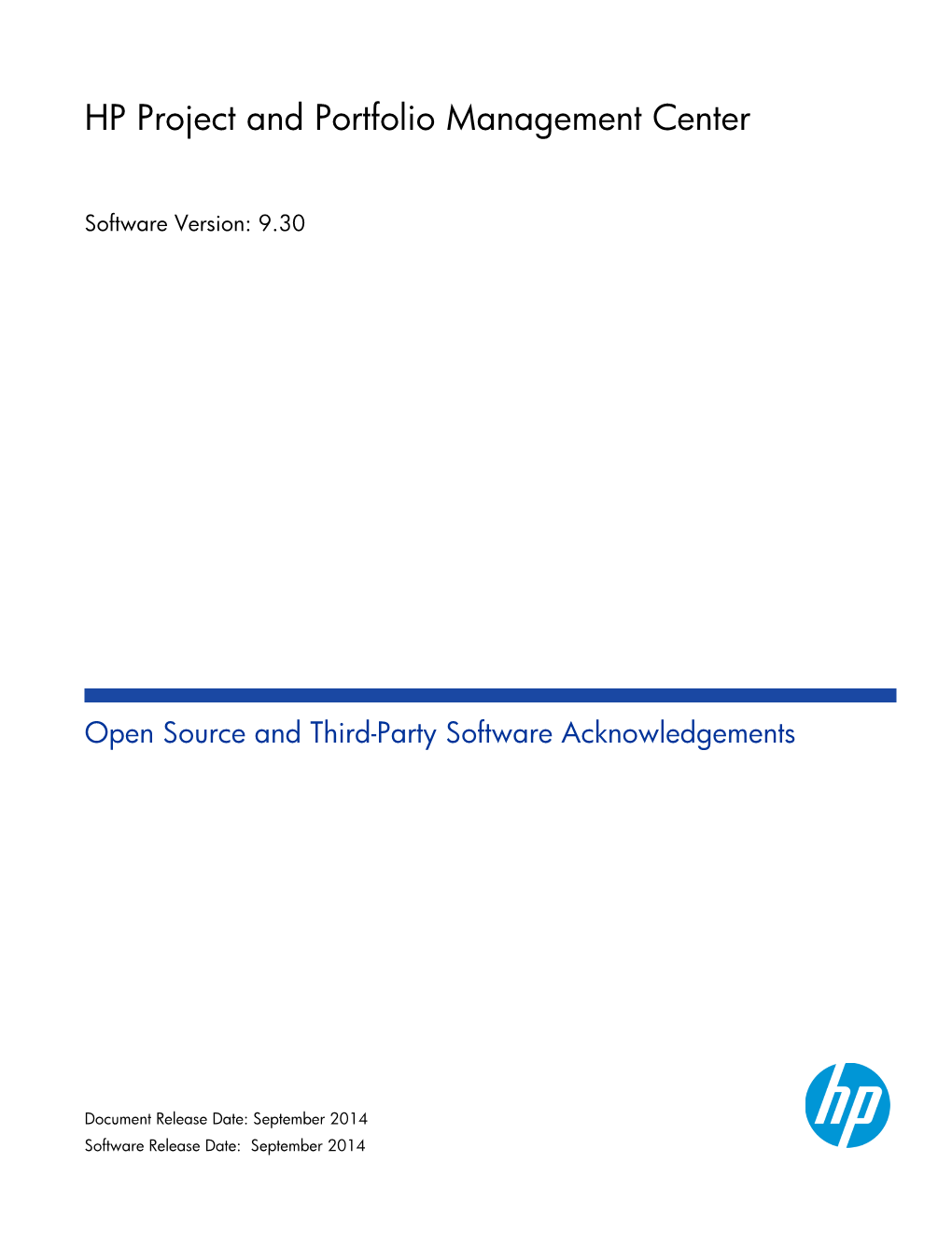 HP PPM Center 9.10 Third Party and Open Source Acknowledgements
