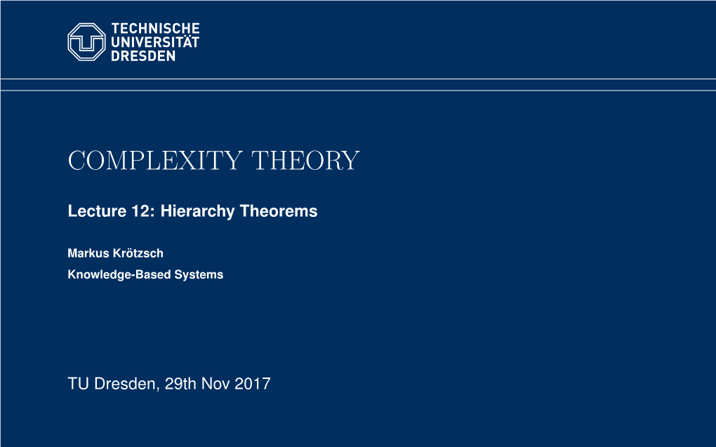 Complexity Theory