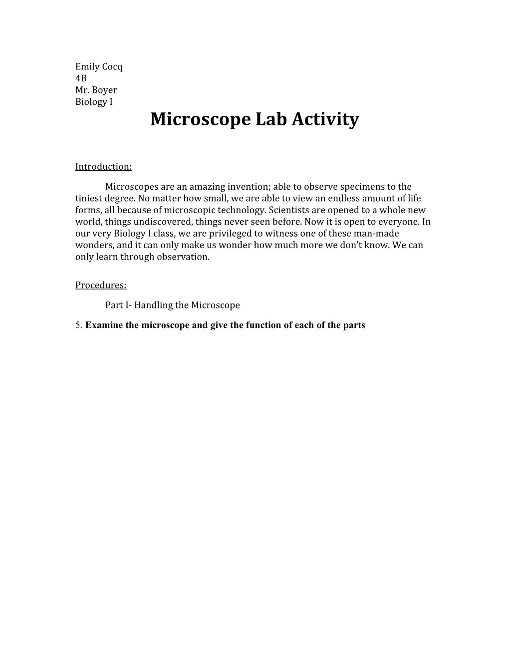 Microscope Lab Activity