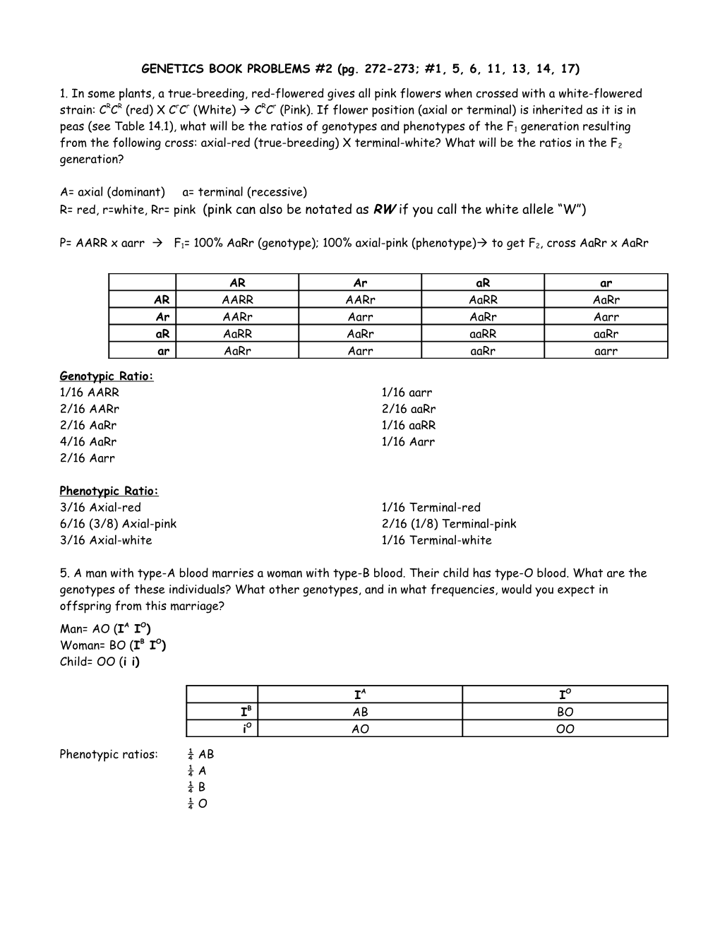 GENETICS BOOK PROBLEMS #2 (Pg