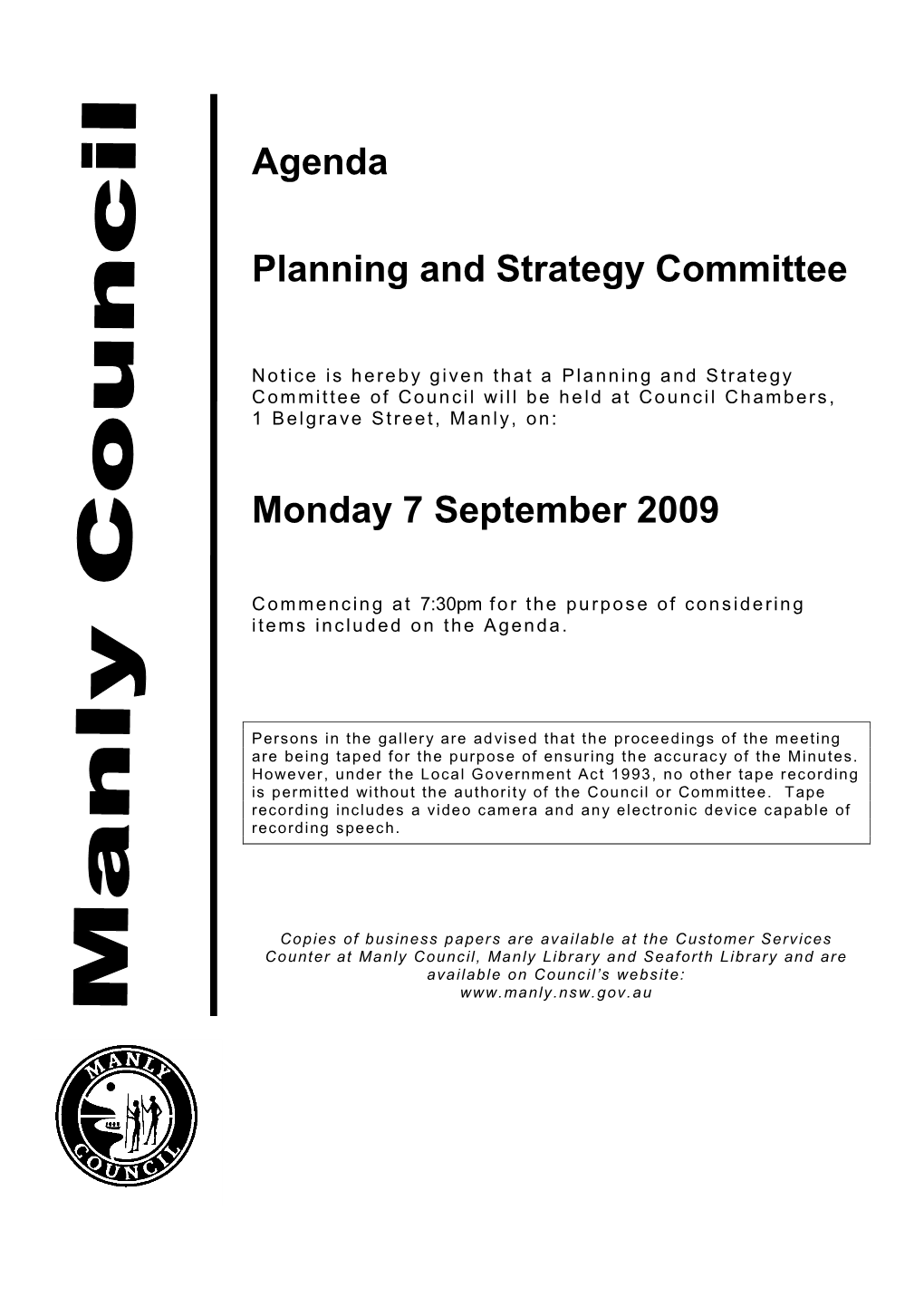 Agenda of Planning and Strategy Committee