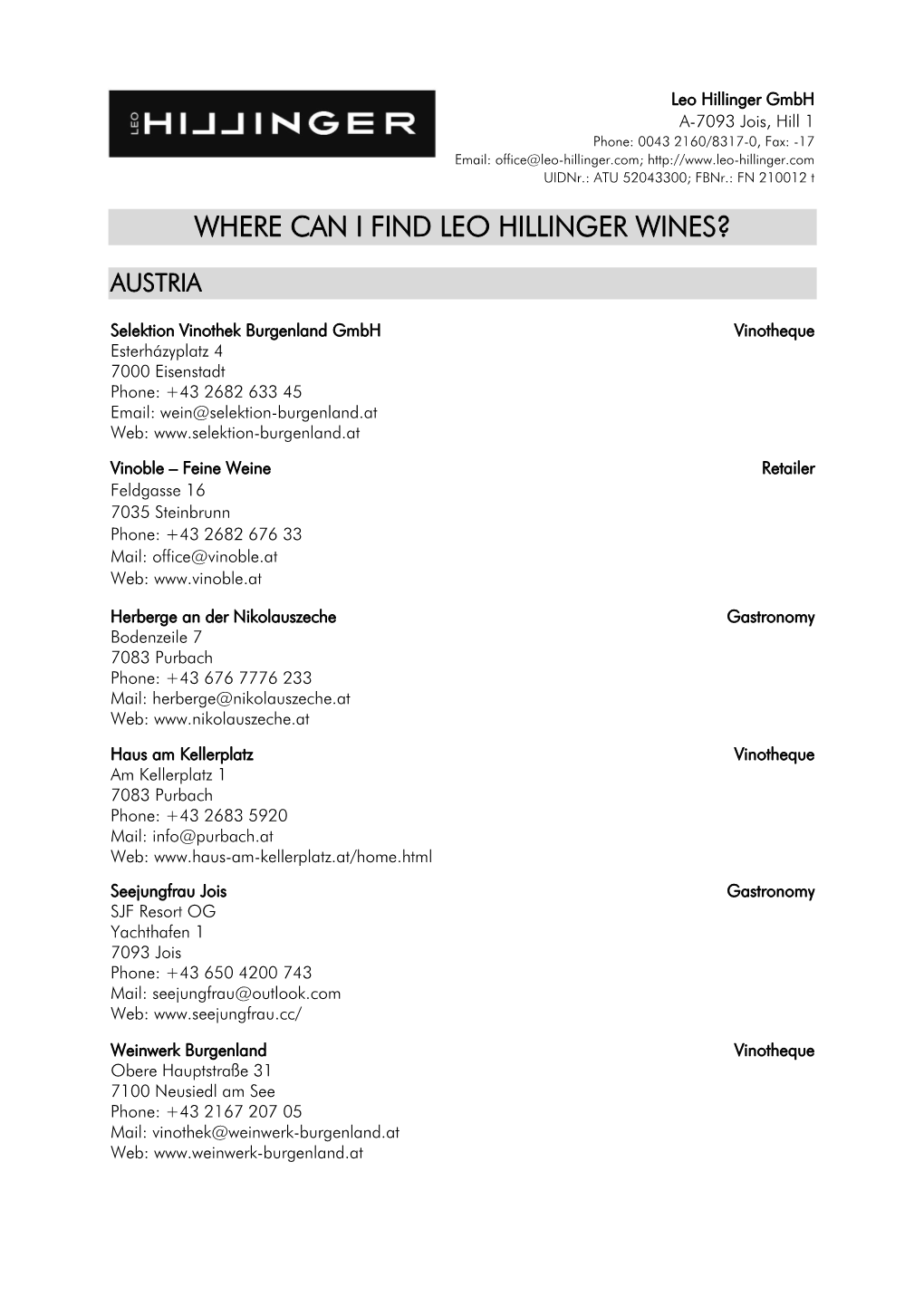 Where Can I Find Leo Hillinger Wines?