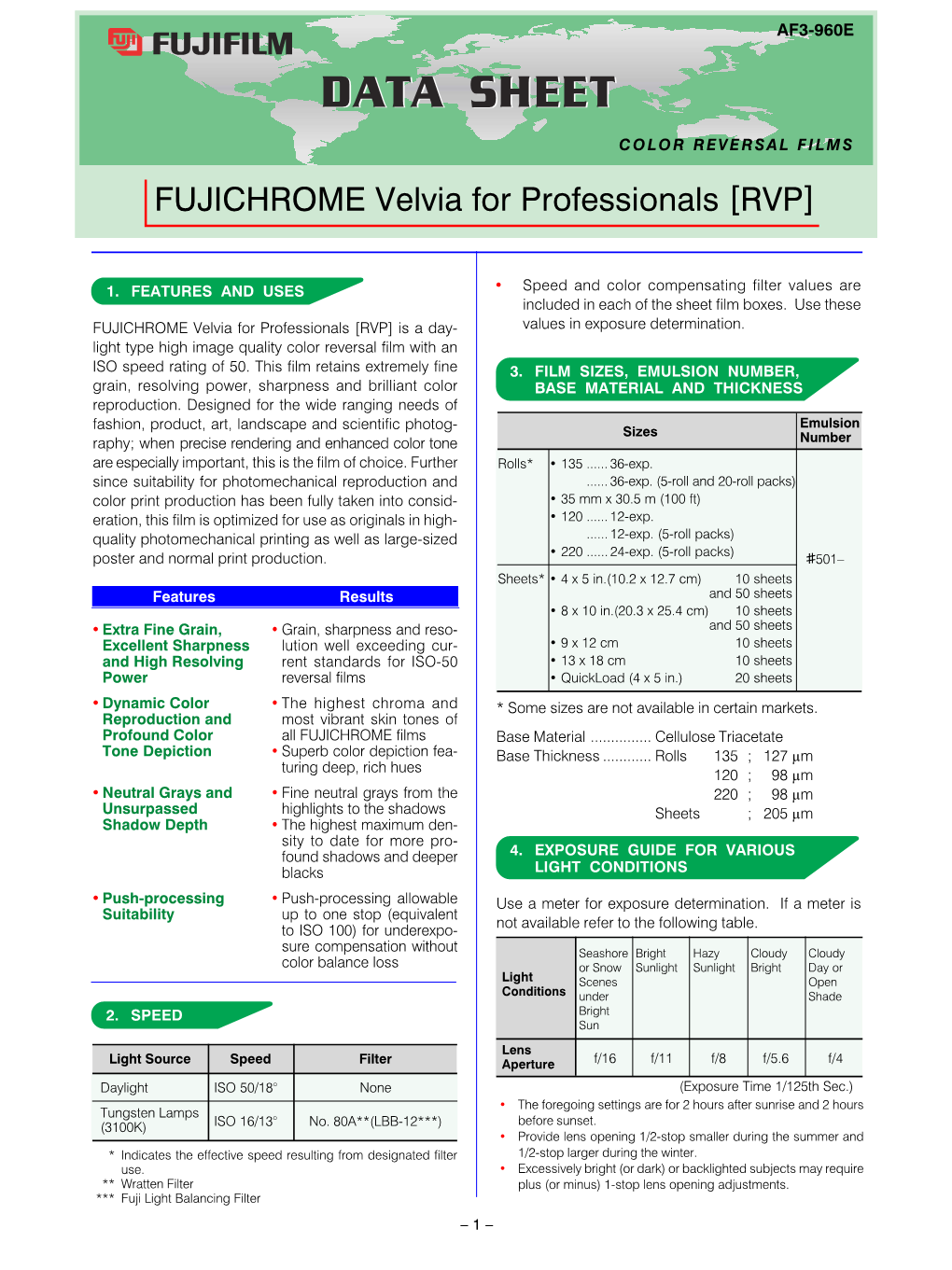 FUJICHROME Velvia for Professionals [RVP]