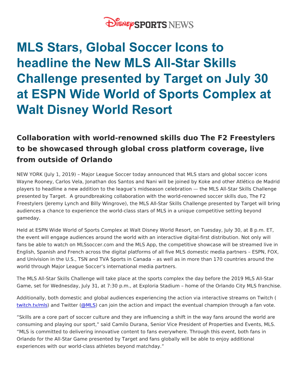 MLS Stars, Global Soccer Icons to Headline the New MLS All-Star