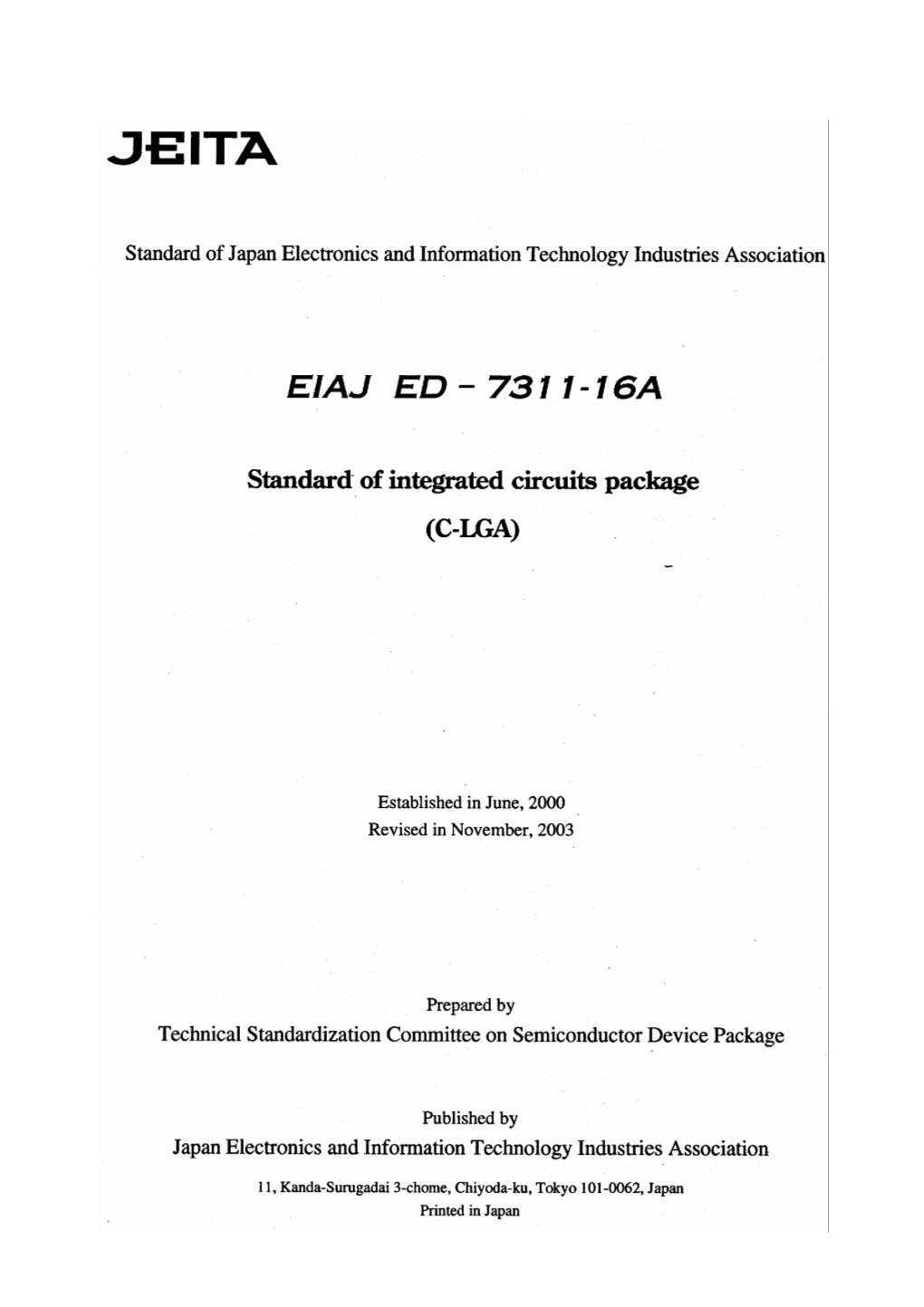 Standard of Integrated Circuits Package (C-LGA)