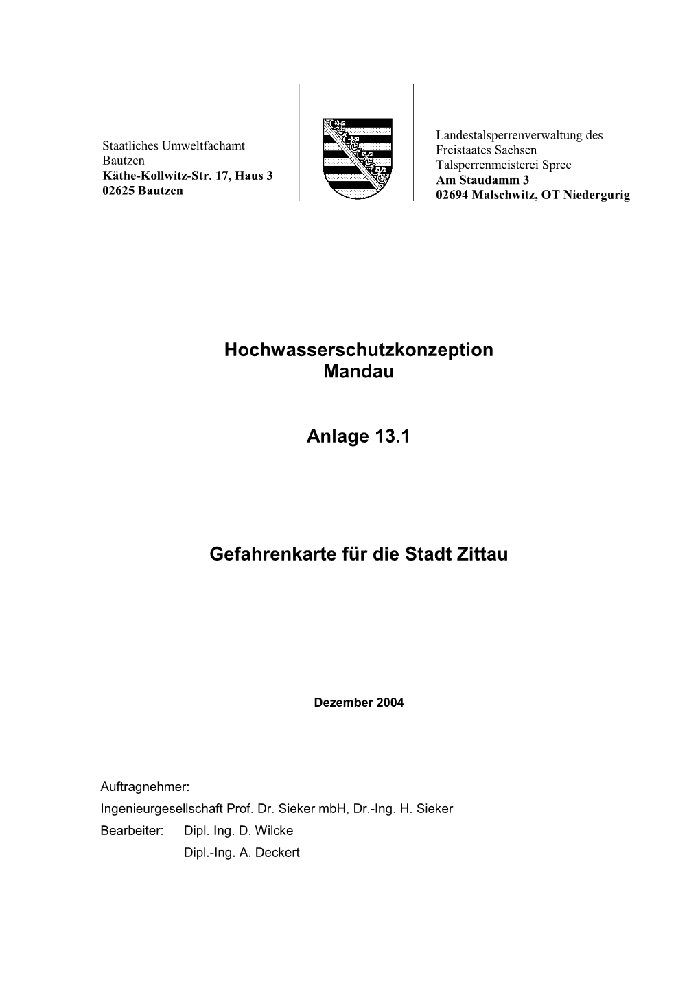 HWSK-Nr. 39, Gefahrenkarte Ortslage Zittau