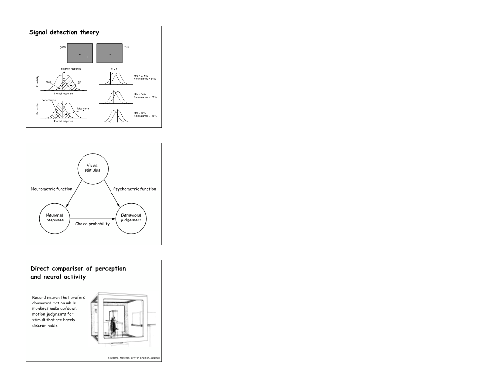 Signal Detection Theory Direct Comparison of Perception And