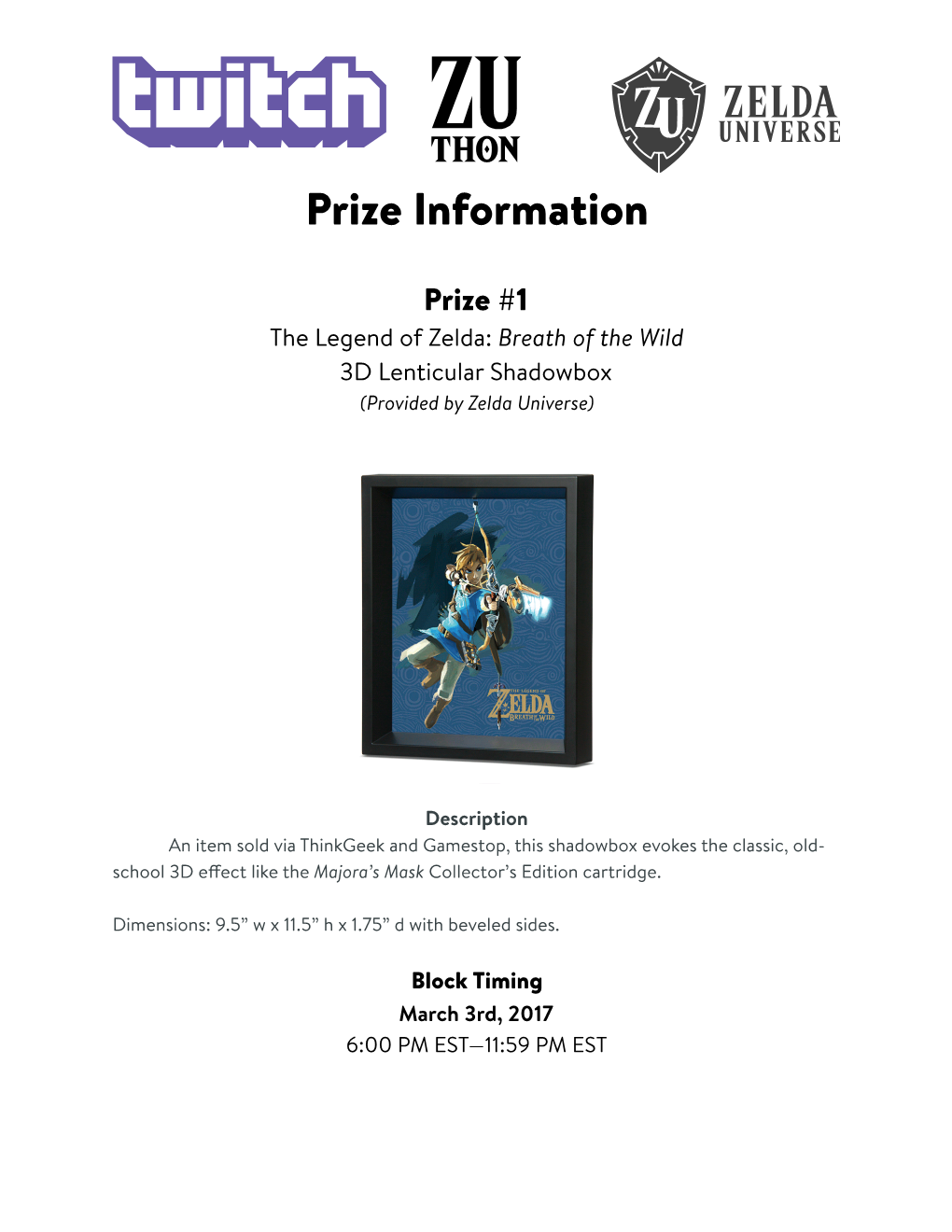 Zuthon Prize Information