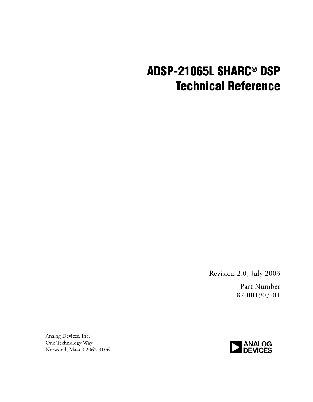 ADSP-21065L SHARC DSP Technical Reference, Revision