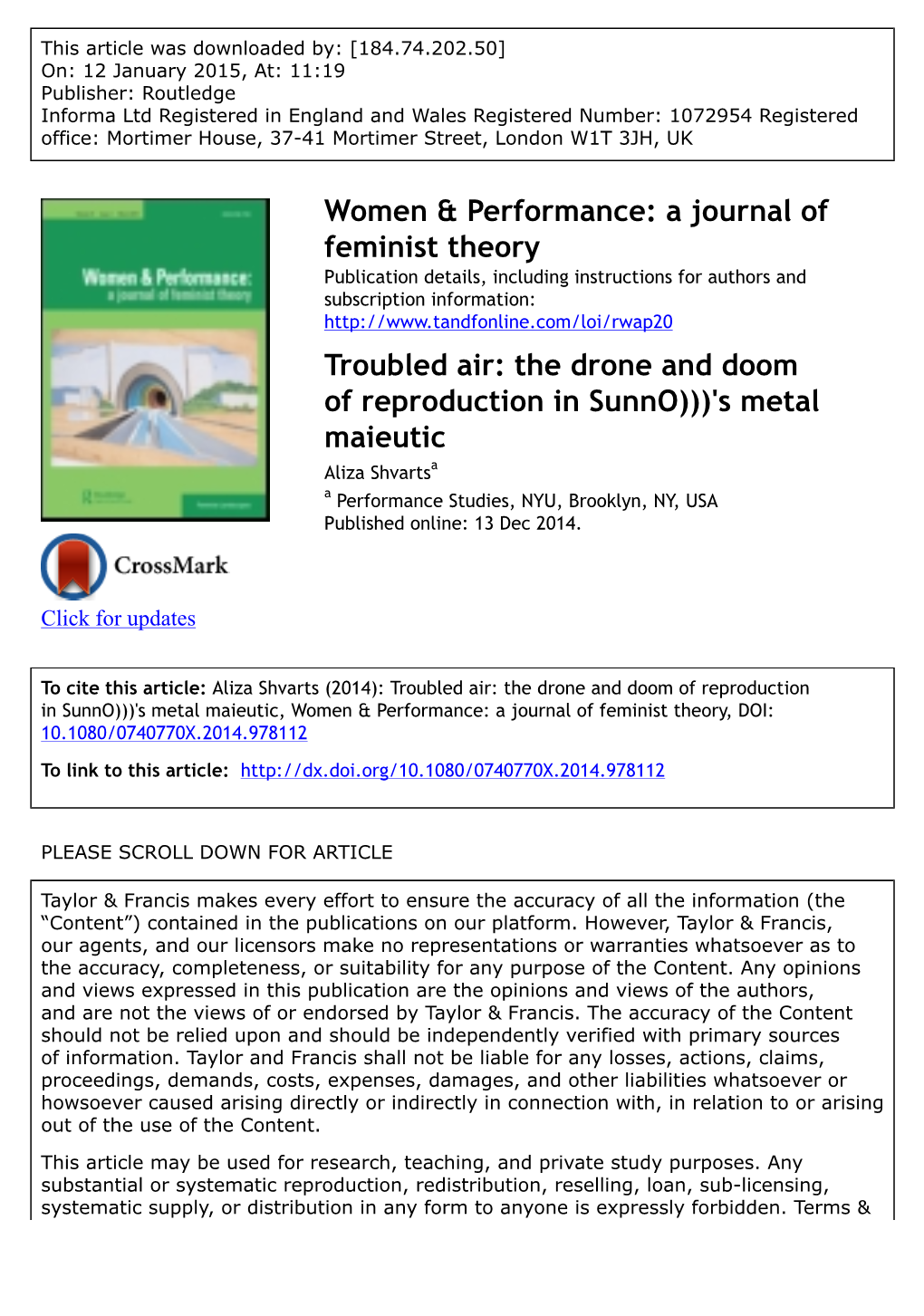 Troubled Air: the Drone and Doom of Reproduction In