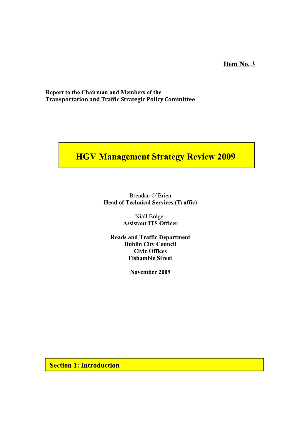 HGV Strategy Review 2009