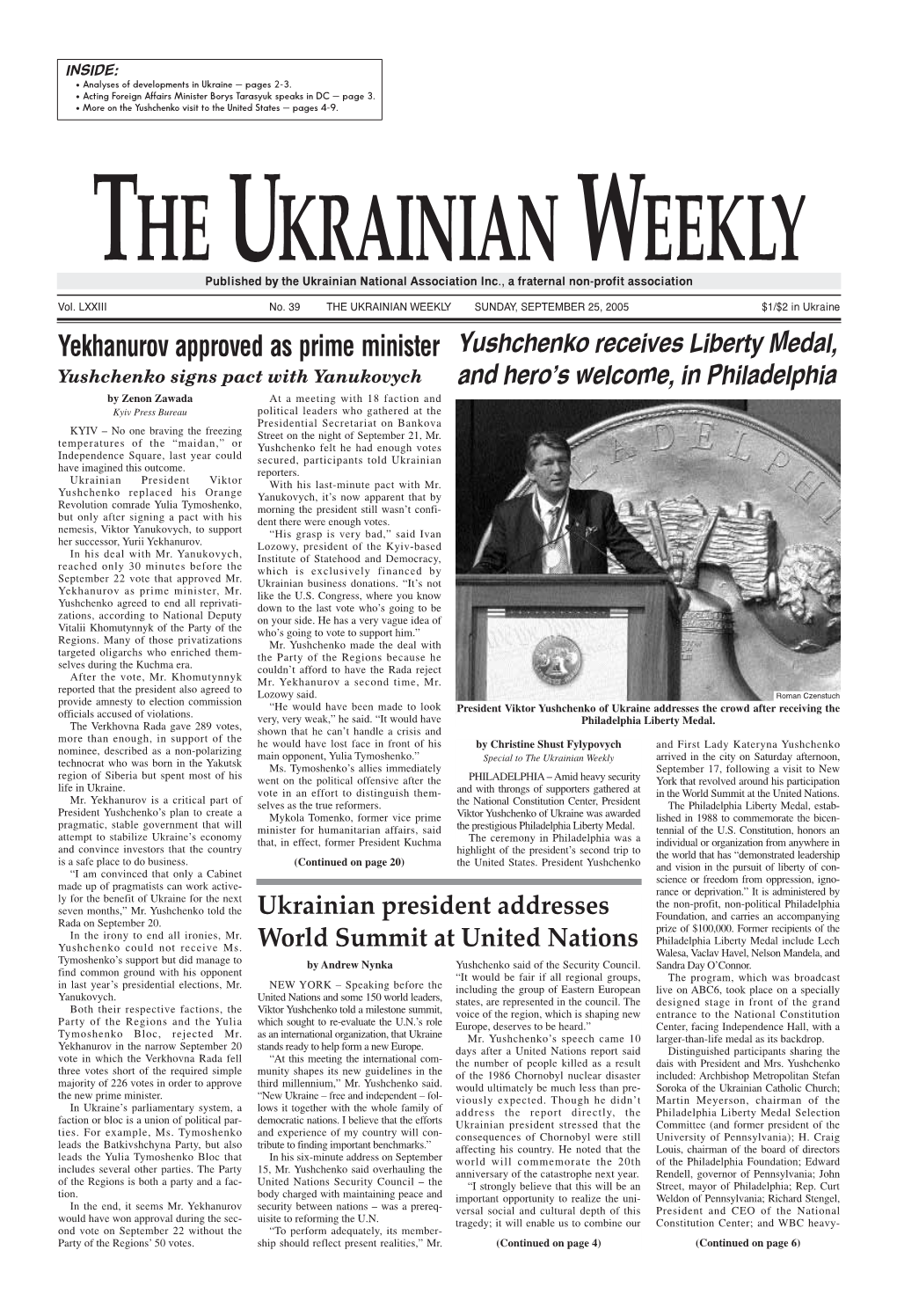 The Ukrainian Weekly 2005, No.39