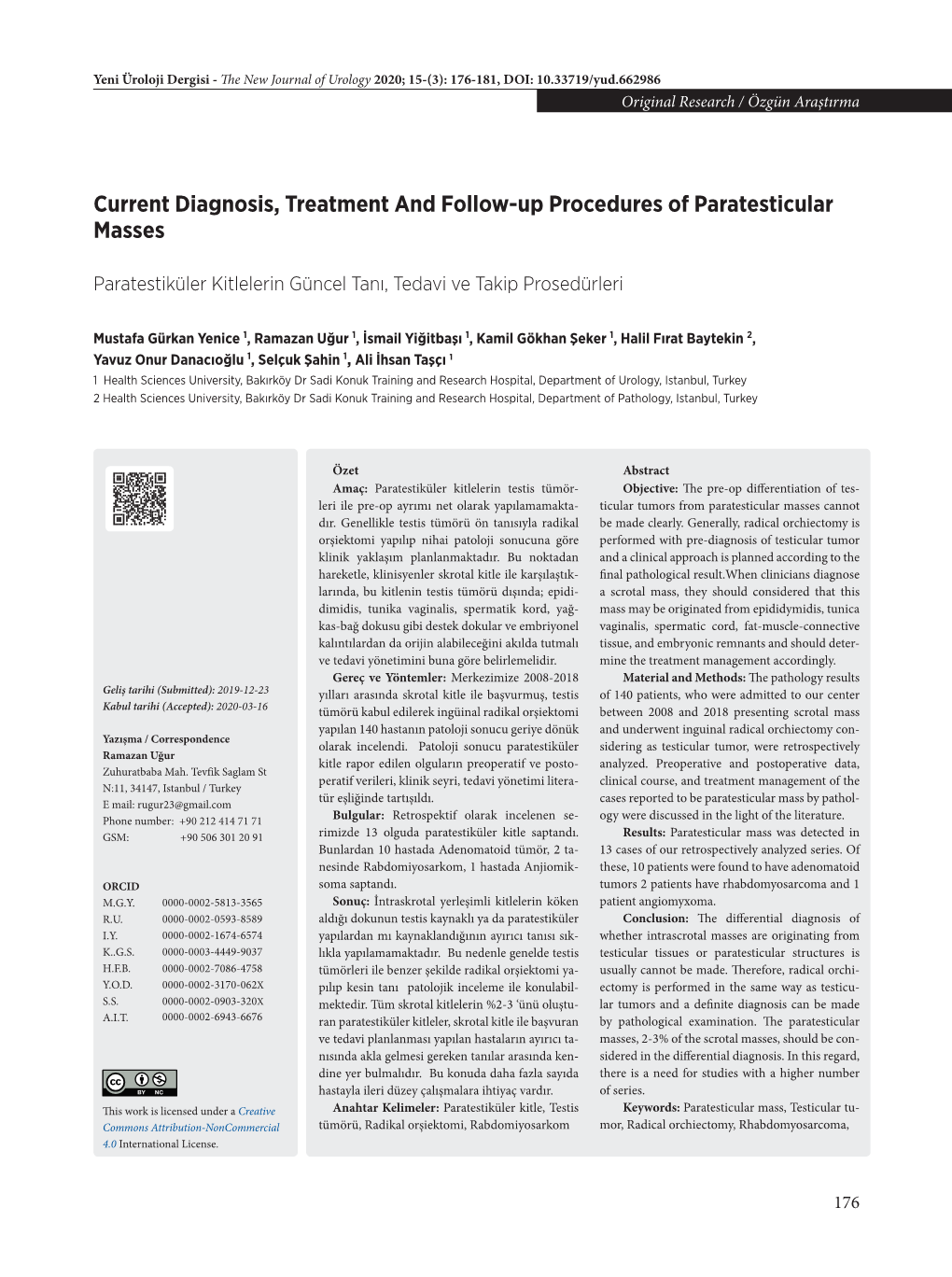 Current Diagnosis, Treatment and Follow-Up Procedures of Paratesticular Masses