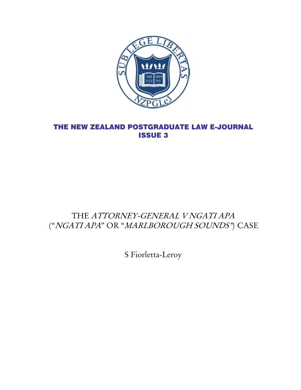 “Ngati Apa” Or “Marlborough Sounds”) Case