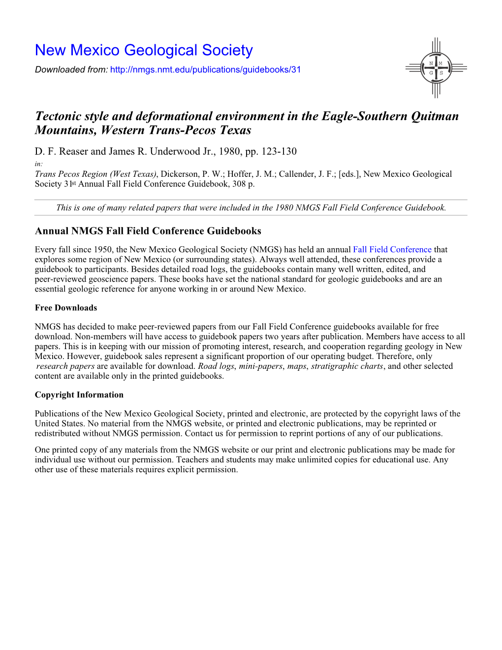 Tectonic Style and Deformational Environment in the Eagle-Southern Quitman Mountains, Western Trans-Pecos Texas D