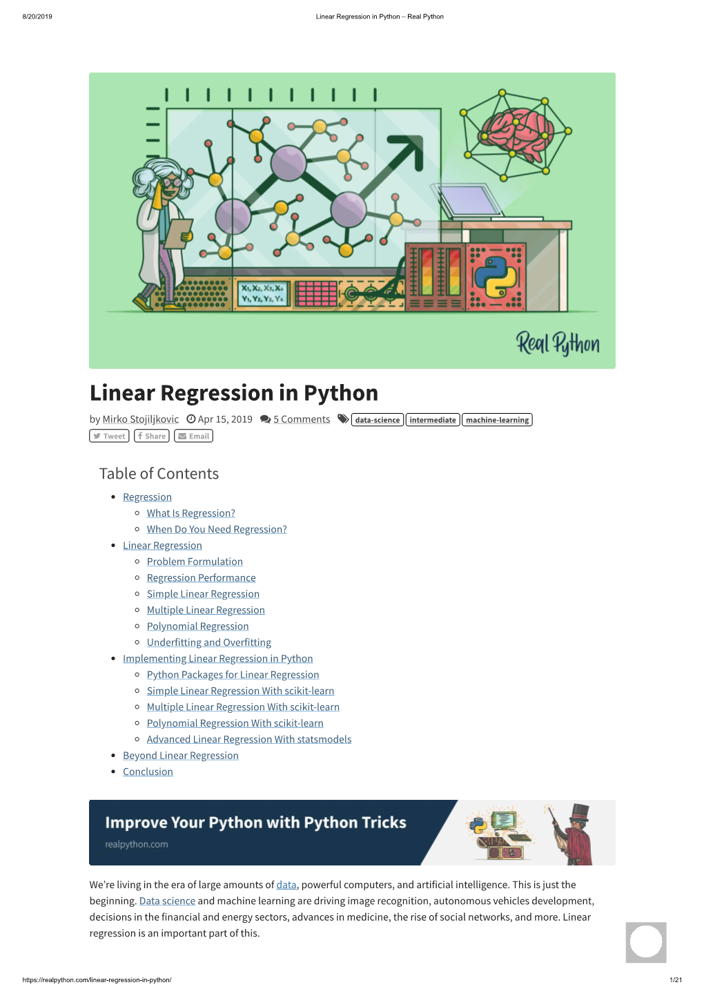 Linear Regression in Python – Real Python