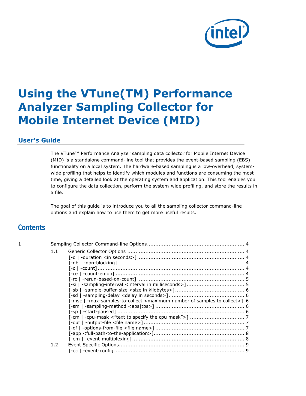 Using the Vtune(TM) Performance Analyzer Sampling Collector for Mobile Internet Device (MID)