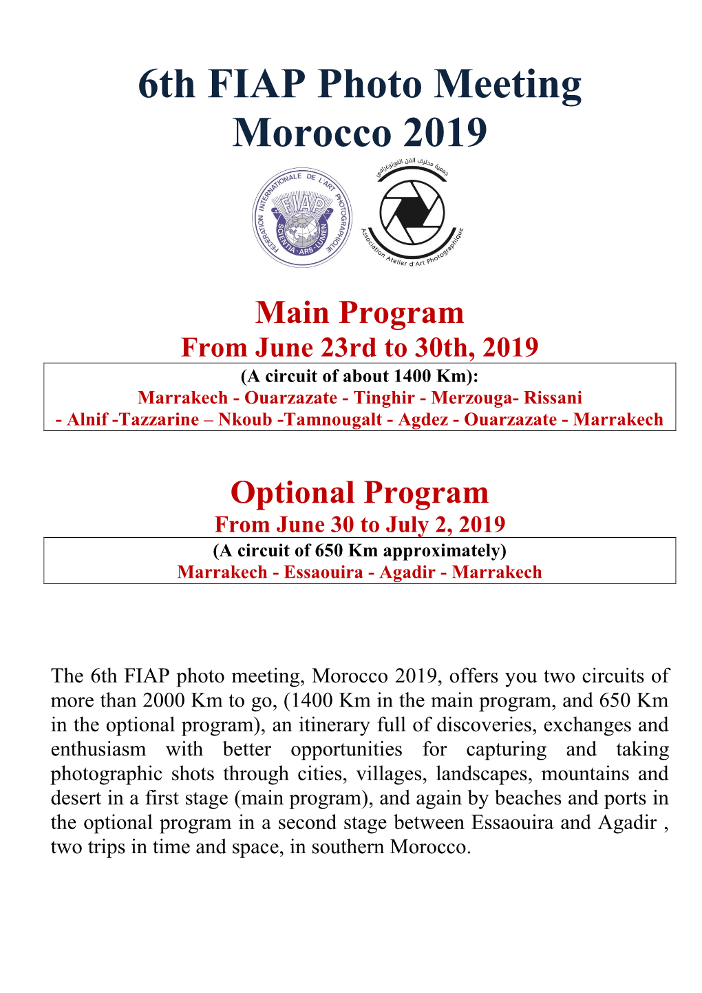 6Th FIAP Photo Meeting Morocco 2019