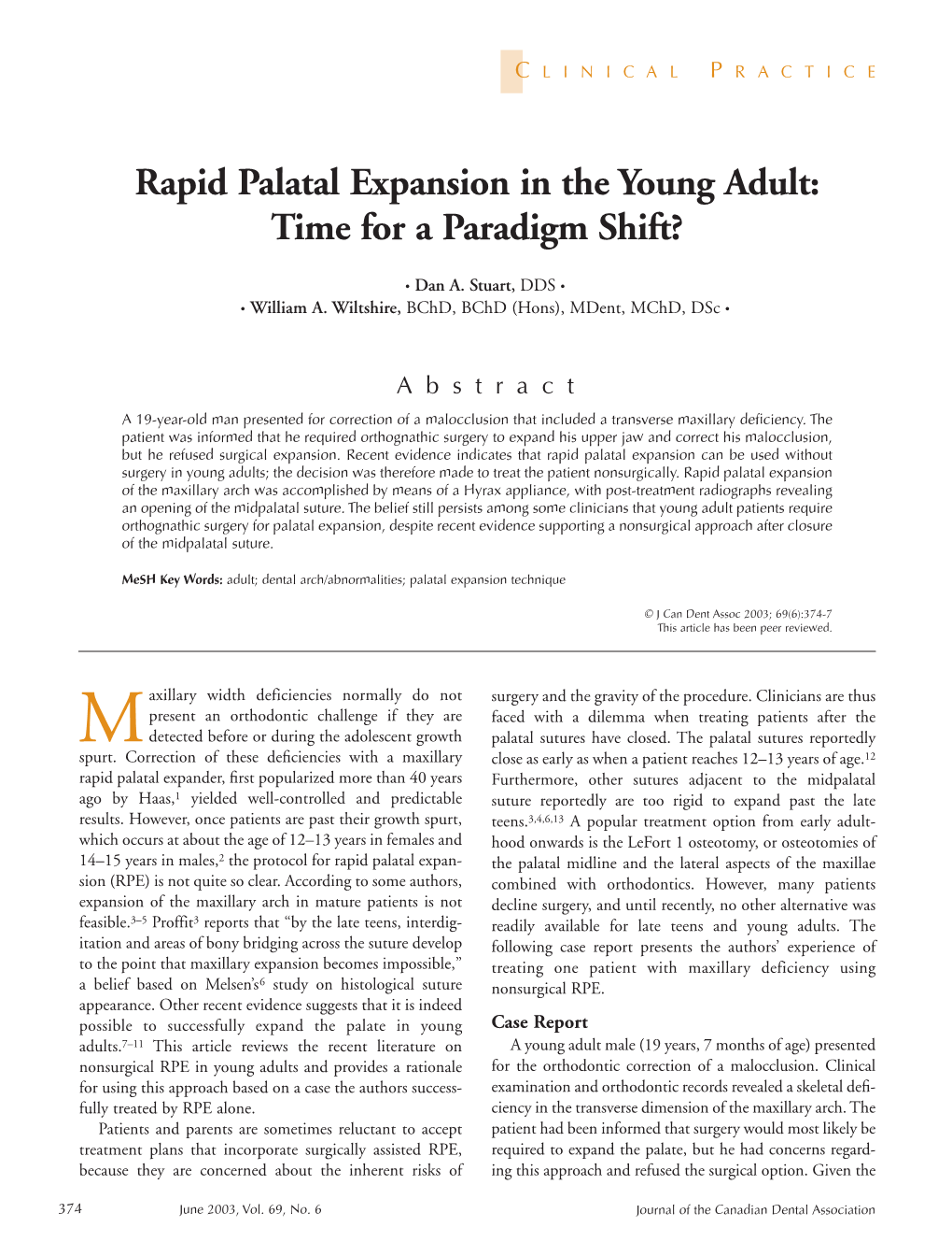Rapid Palatal Expansion in the Young Adult: Time for a Paradigm Shift?