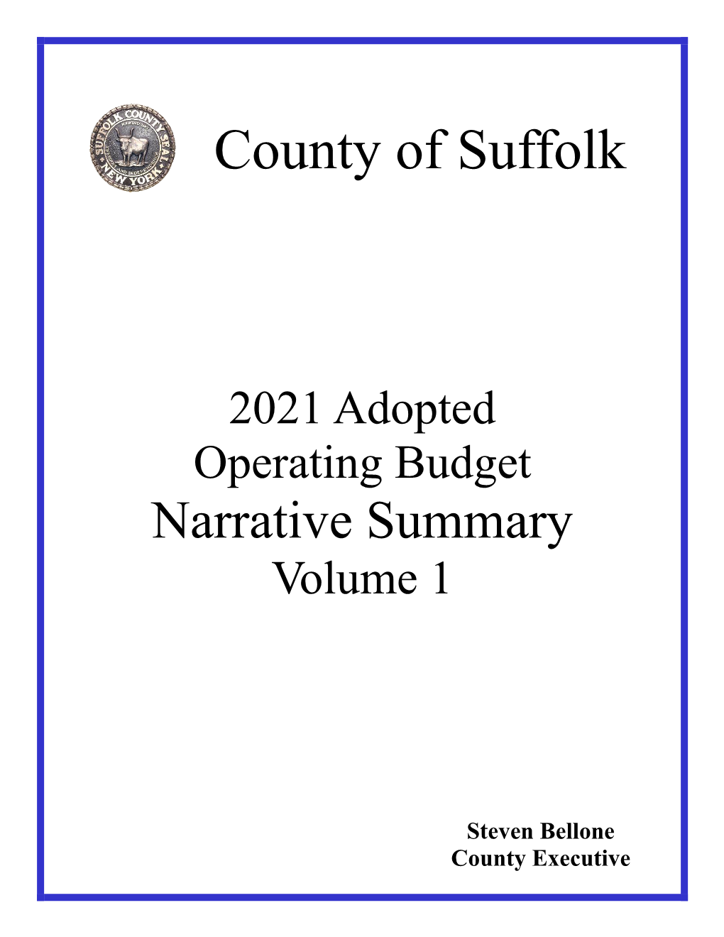 2021 Adopted Operating Budget Narrative Summary Volume 1