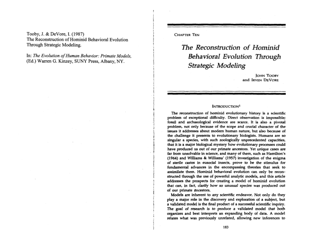 The Reconstruction of Hominid Behavioral Evolution Through Strategic Modeling