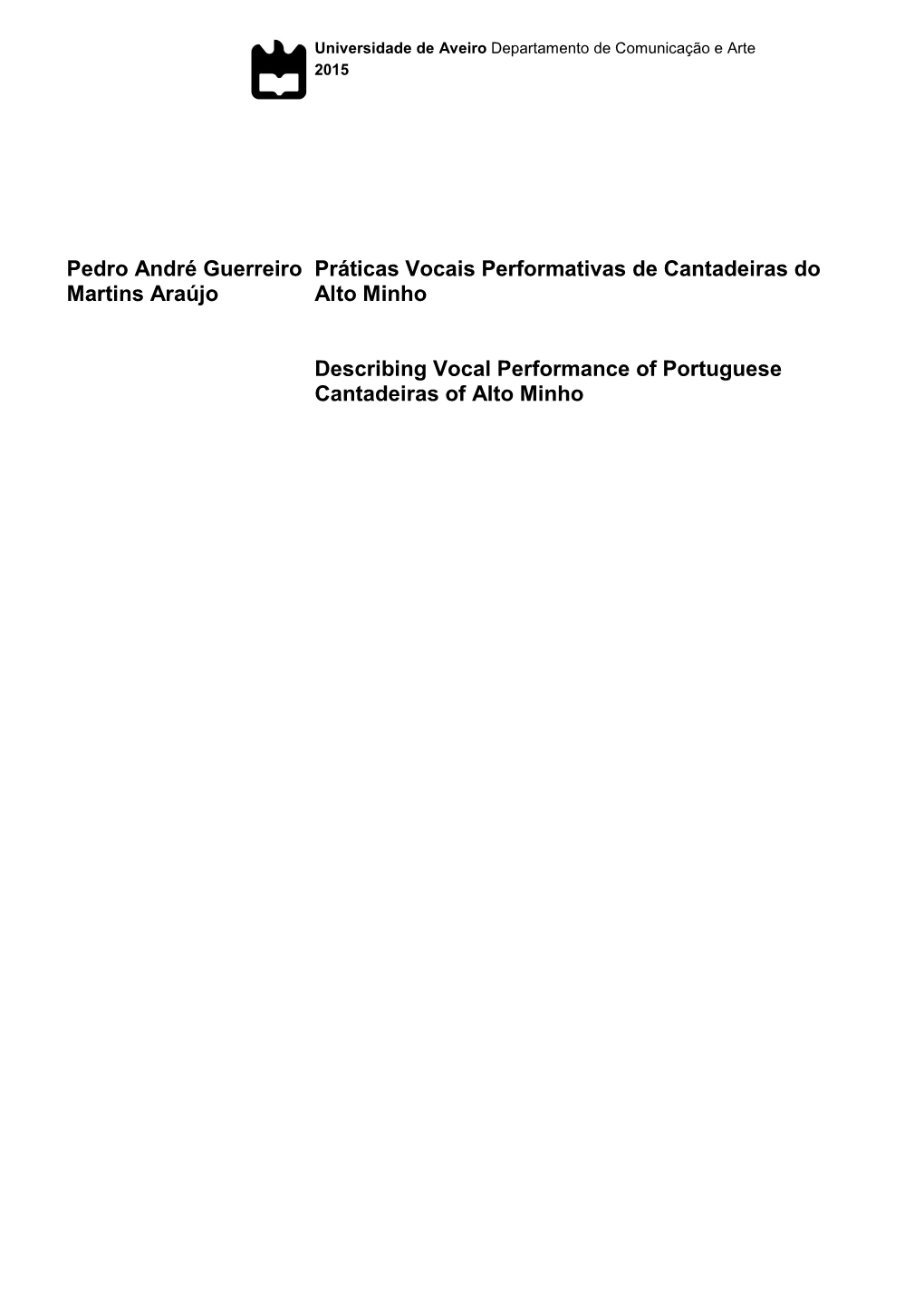 Pedro André Guerreiro Martins Araújo Práticas Vocais Performativas De