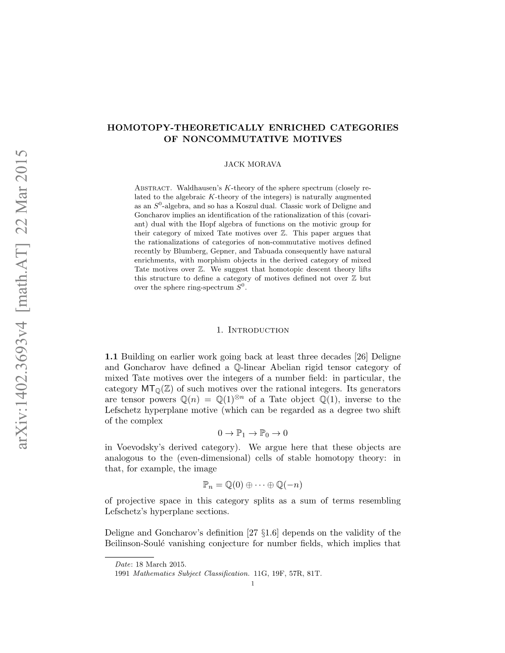 Homotopy-Theoretically Enriched Categories of Noncommutative Motives3