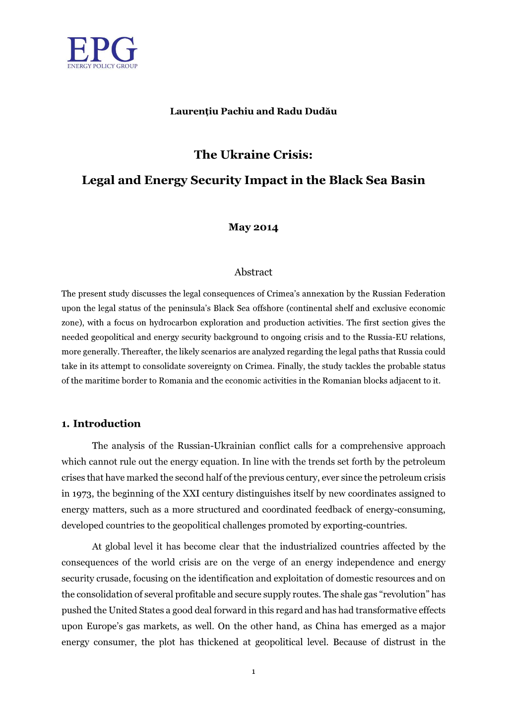 The Ukraine Crisis: Legal and Energy Security Impact in the Black Sea Basin