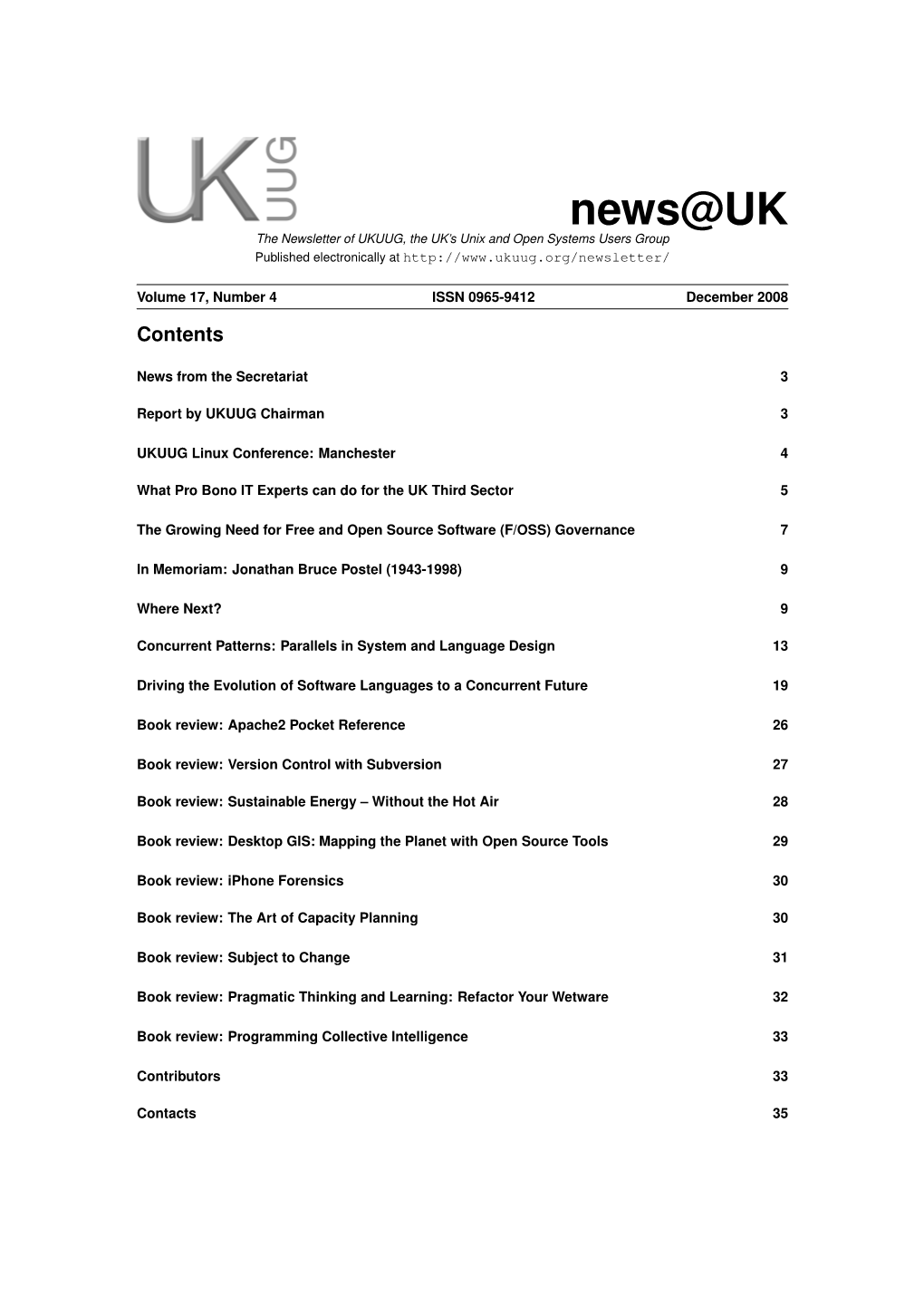 News@UK the Newsletter of UKUUG, the UK’S Unix and Open Systems Users Group Published Electronically At